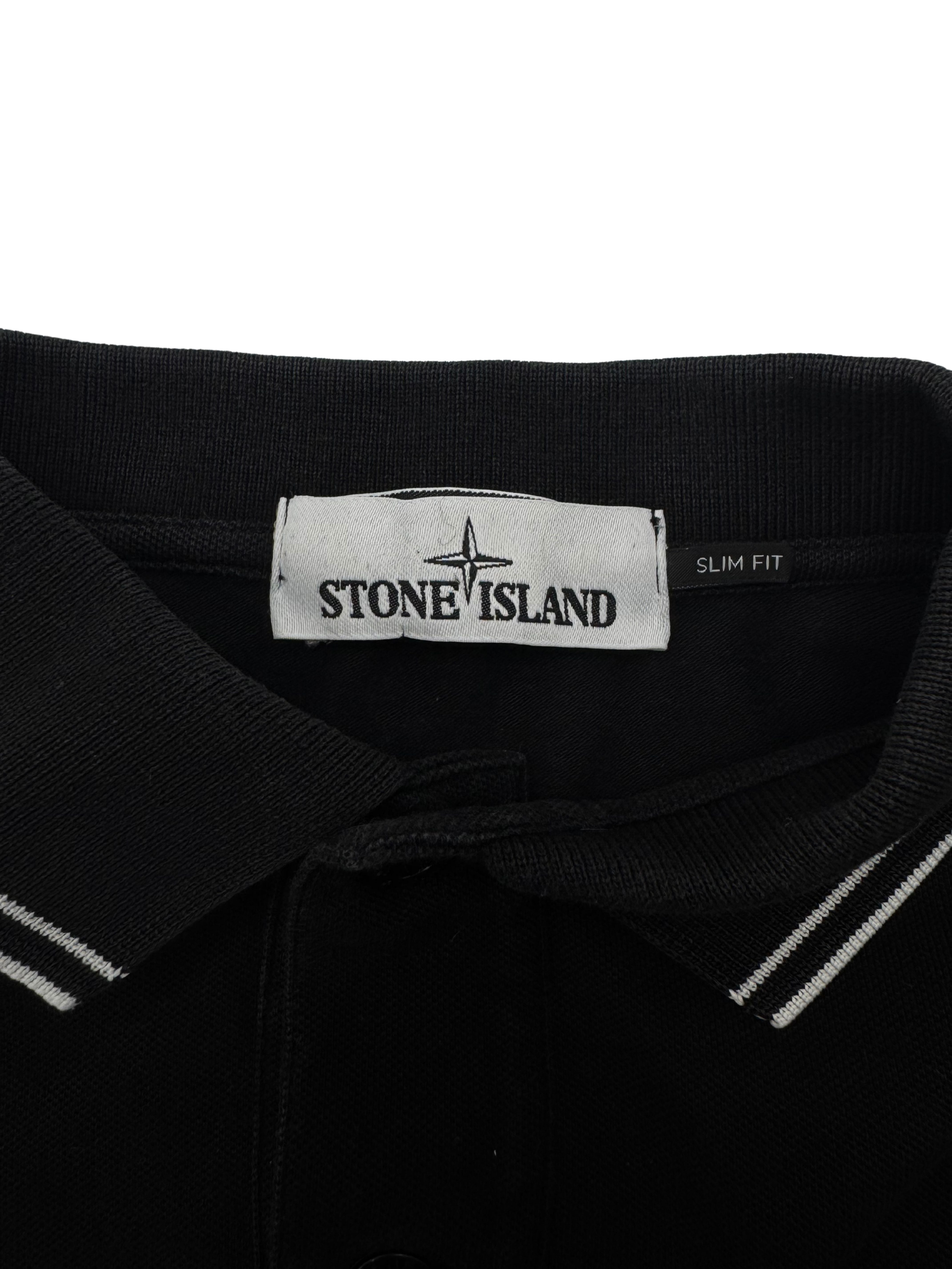 Stone Island Logo Cotton Compass Patch Polo Shirt - Black Stone Island