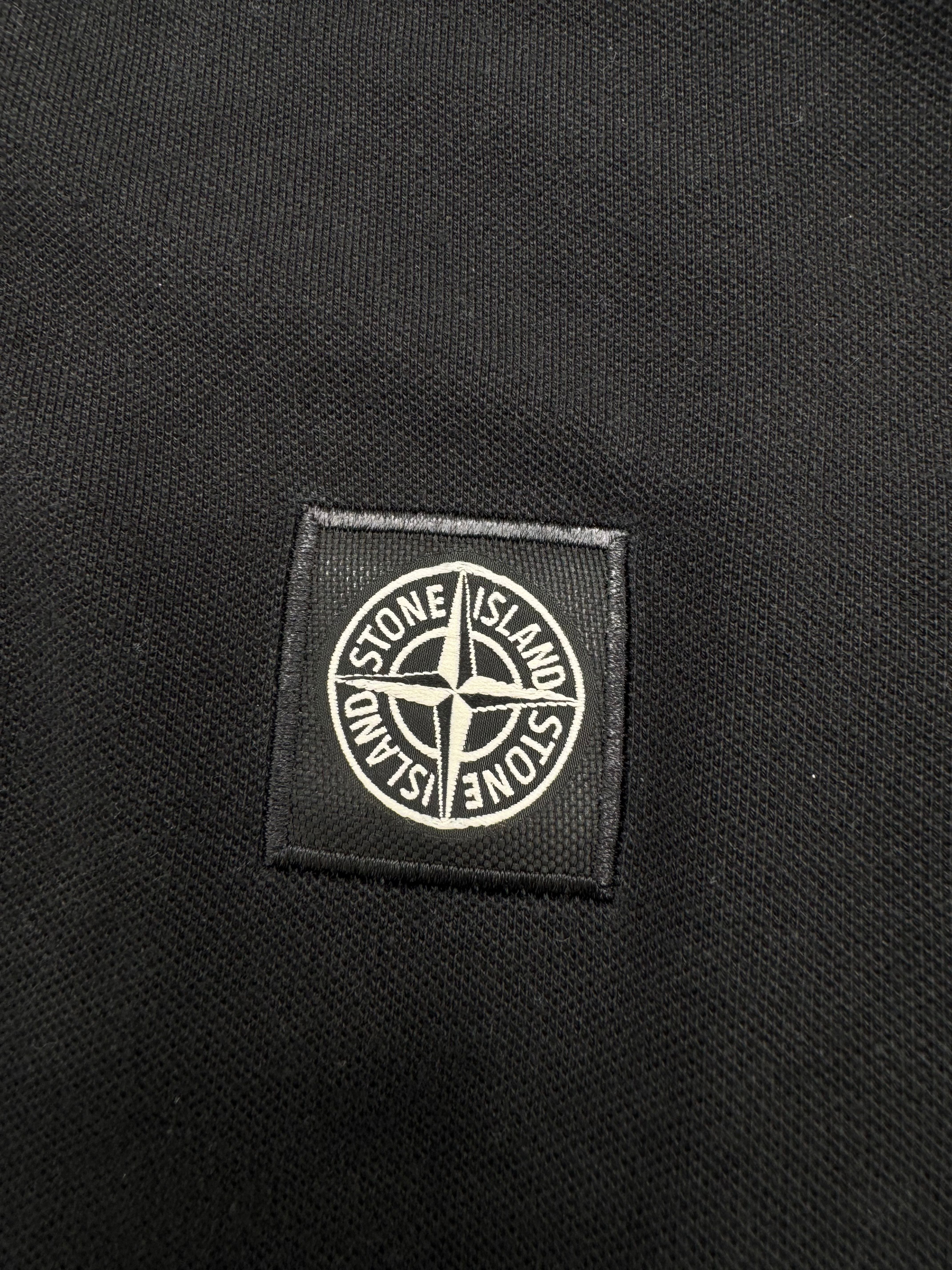 Stone Island Logo Cotton Compass Patch Polo Shirt - Black Stone Island