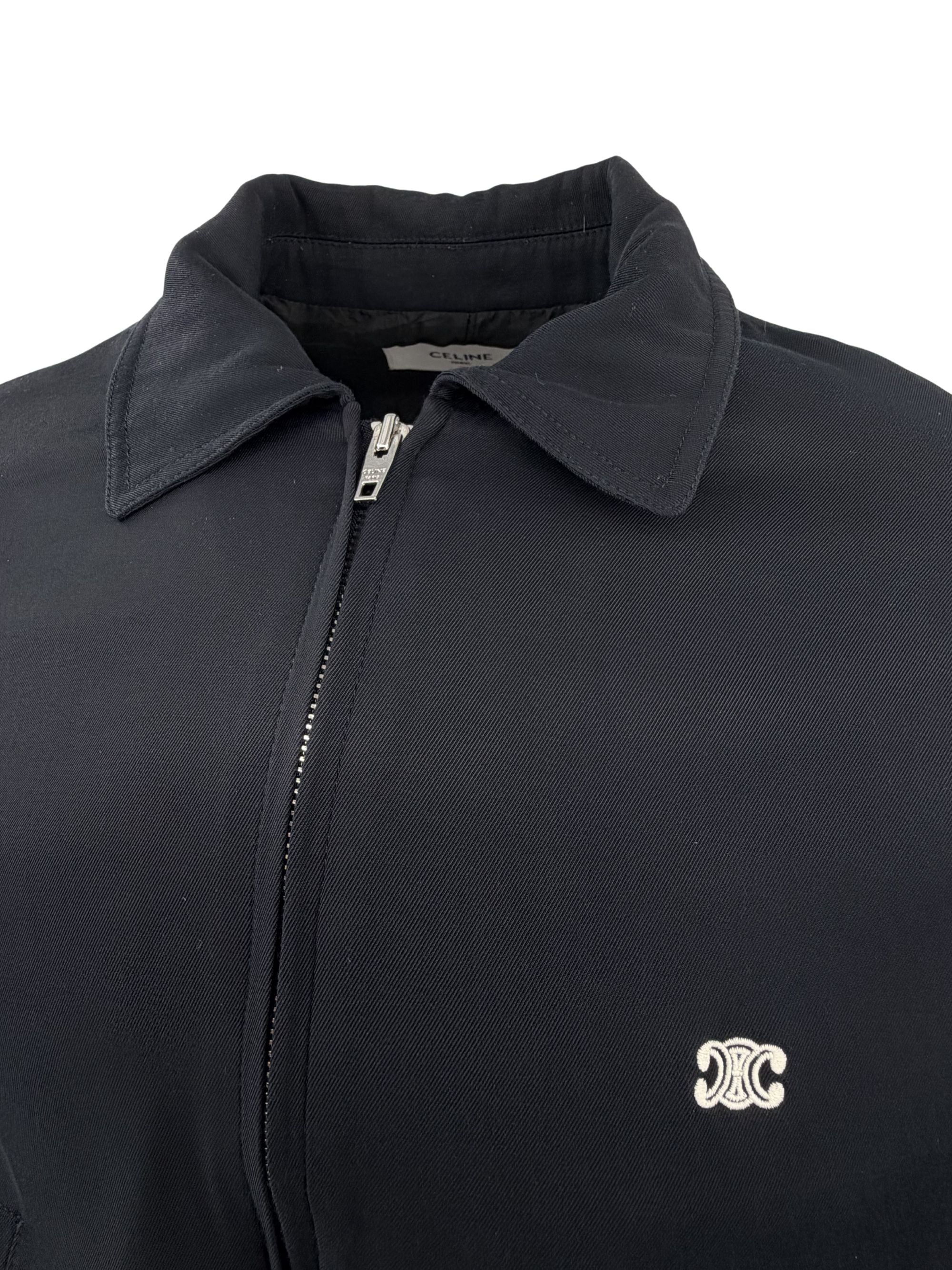 Celine Logo-Embroidered Blouson Jacket - Black Celine