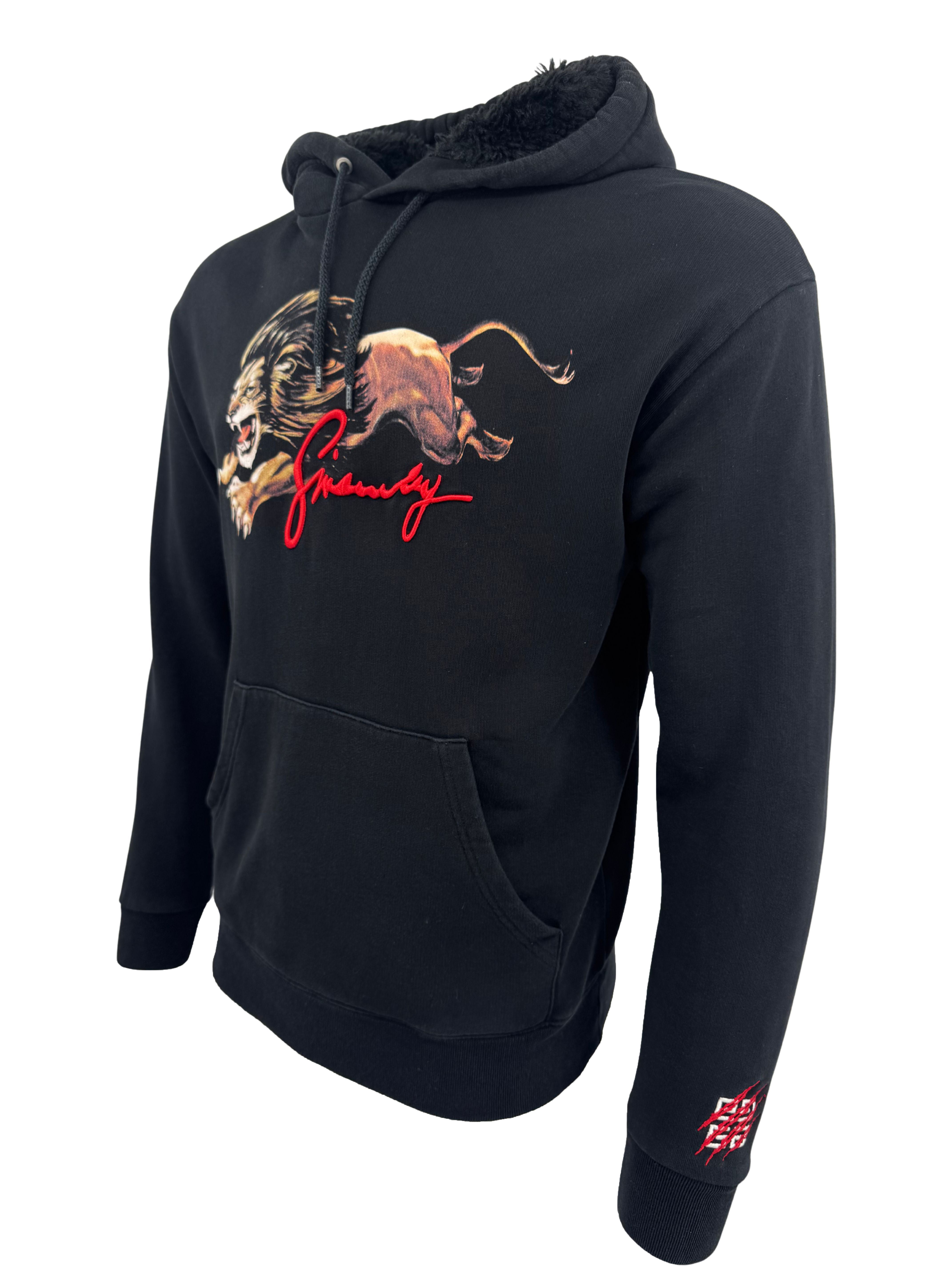 Givenchy Lion Faux Fur Hoodie - Black Givenchy