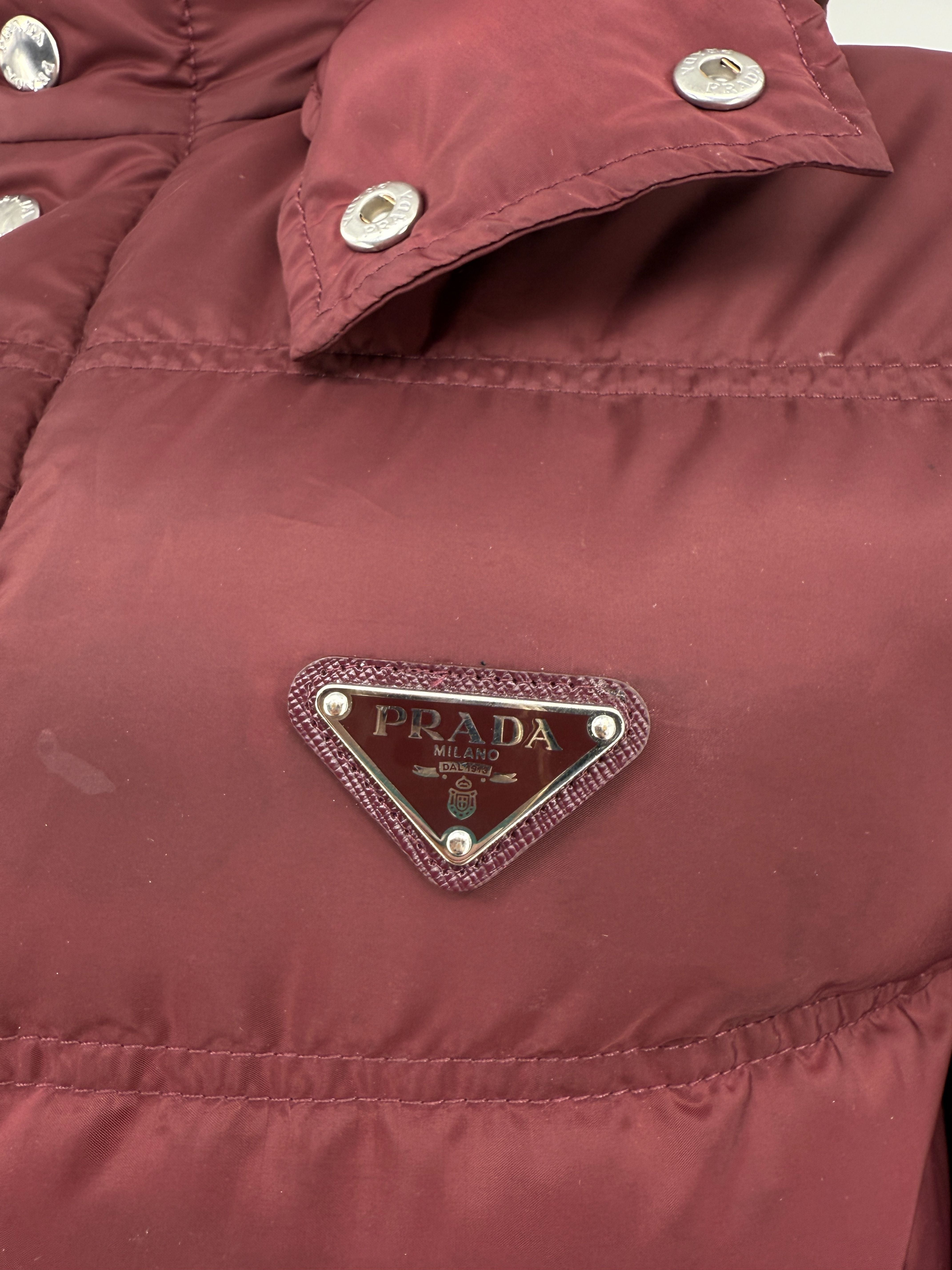 Prada Plaque Down Jacket - Burgundy