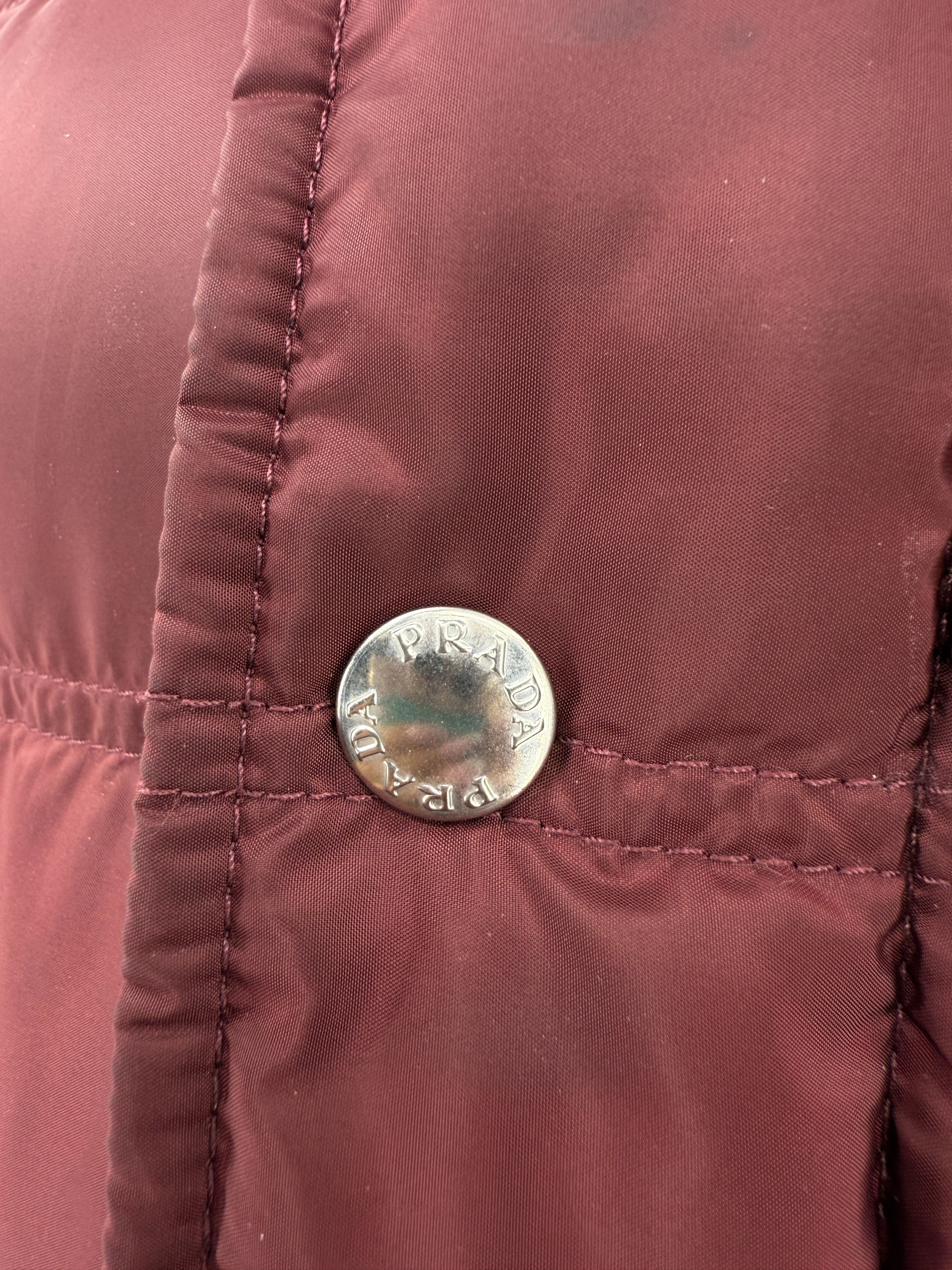 Prada Plaque Down Jacket - Burgundy