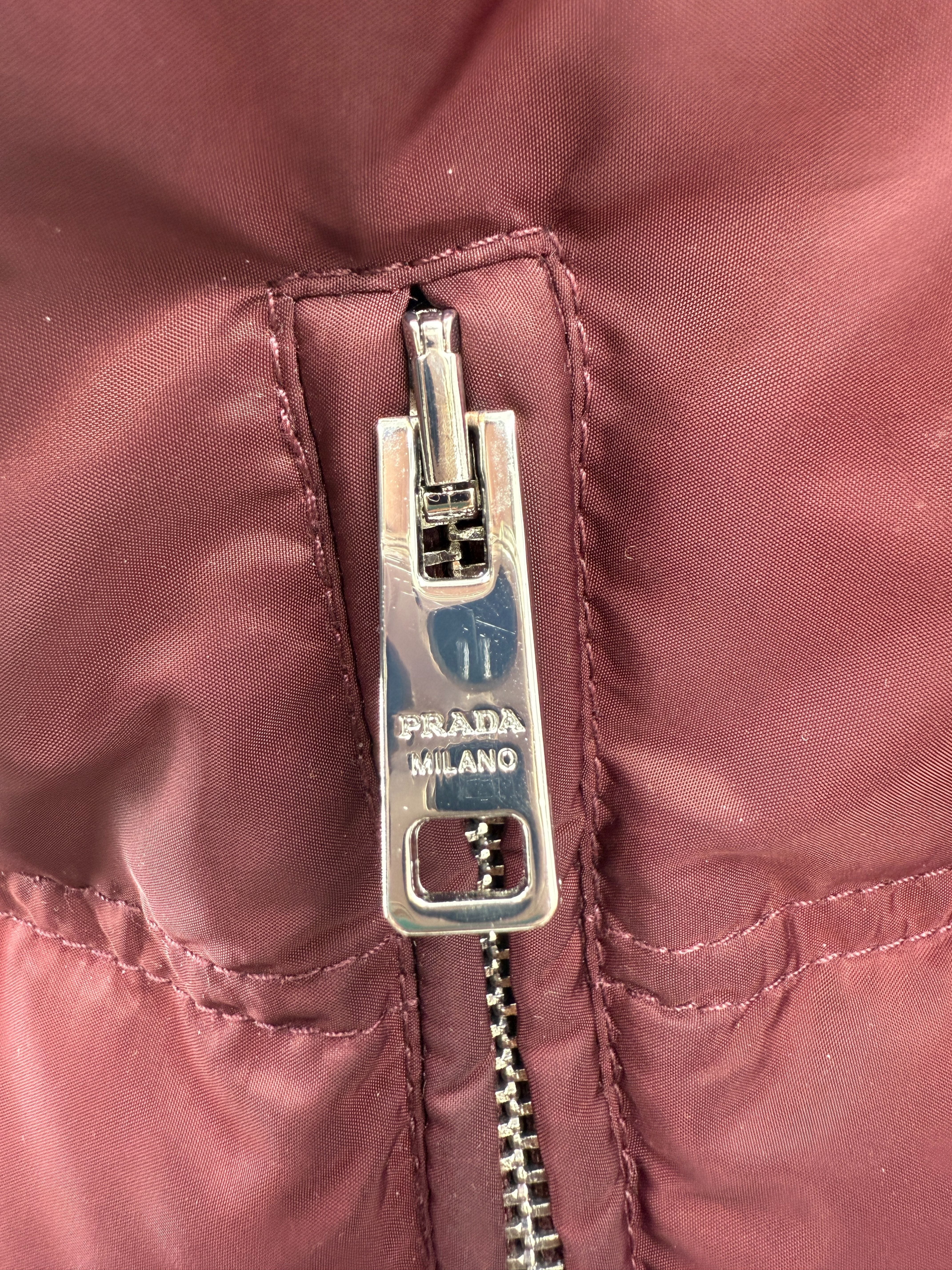 Prada Plaque Down Jacket - Burgundy
