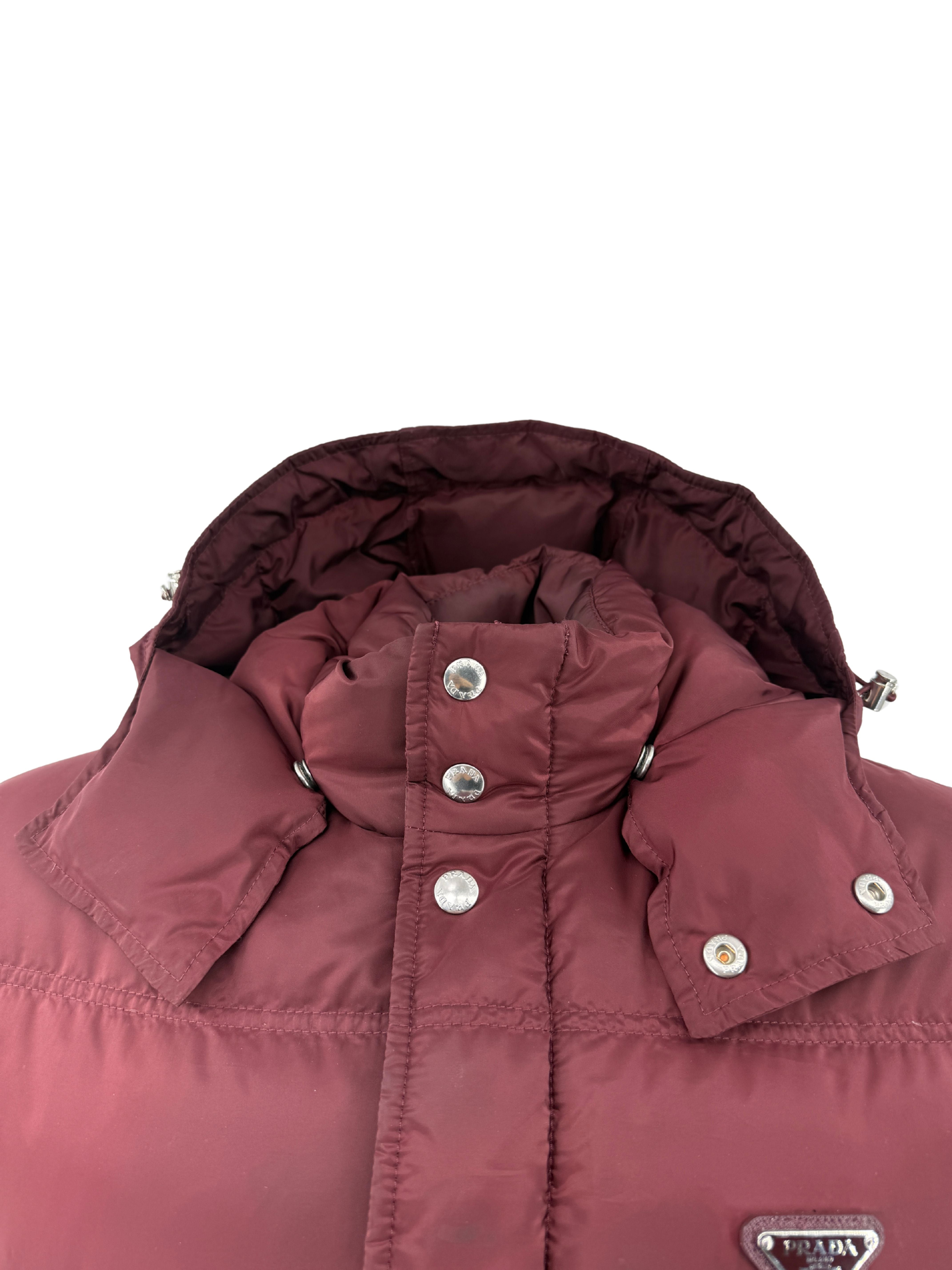 Prada Plaque Down Jacket - Burgundy