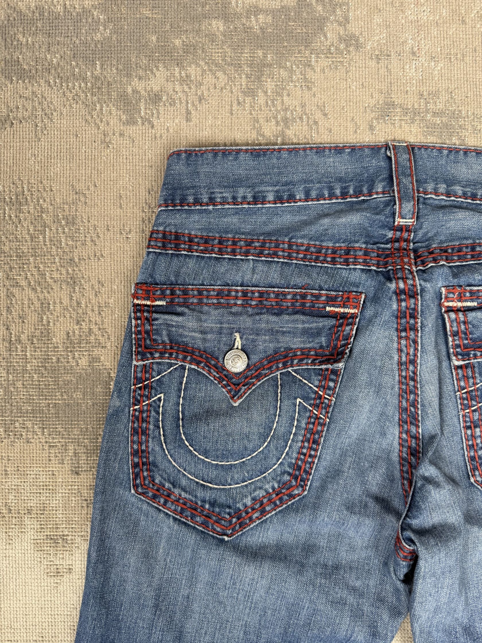 True Religion Horseshoe Red Stitch Straight Leg Jeans - Blue Denim True Religion