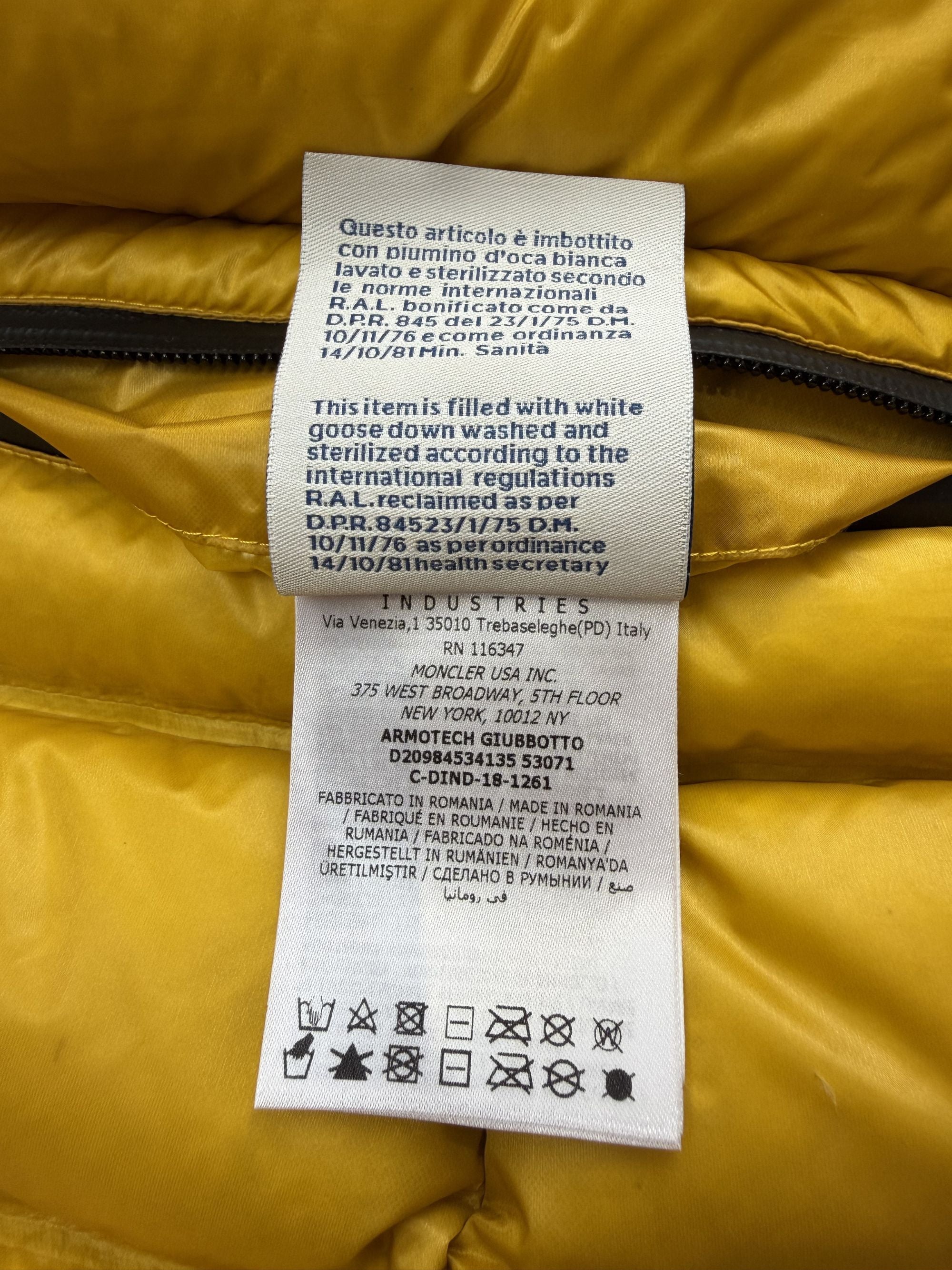 Moncler Grenoble Armotech Down Jacket - Yellow Moncler