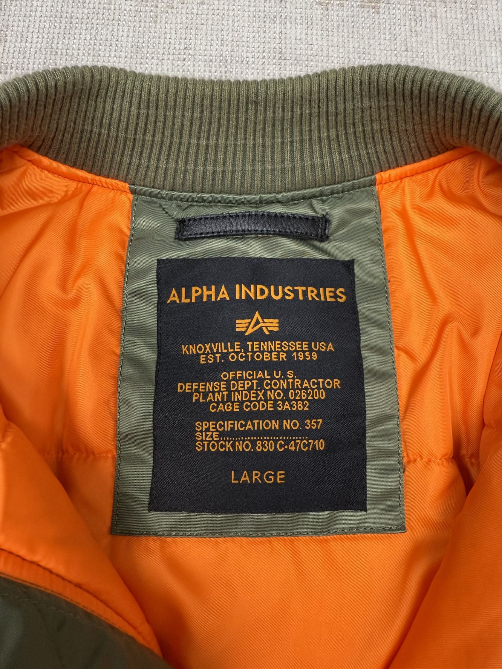 Alpha Industries MA-1 VF 59 Long Flight Jacket - Sage Green Alpha Industries