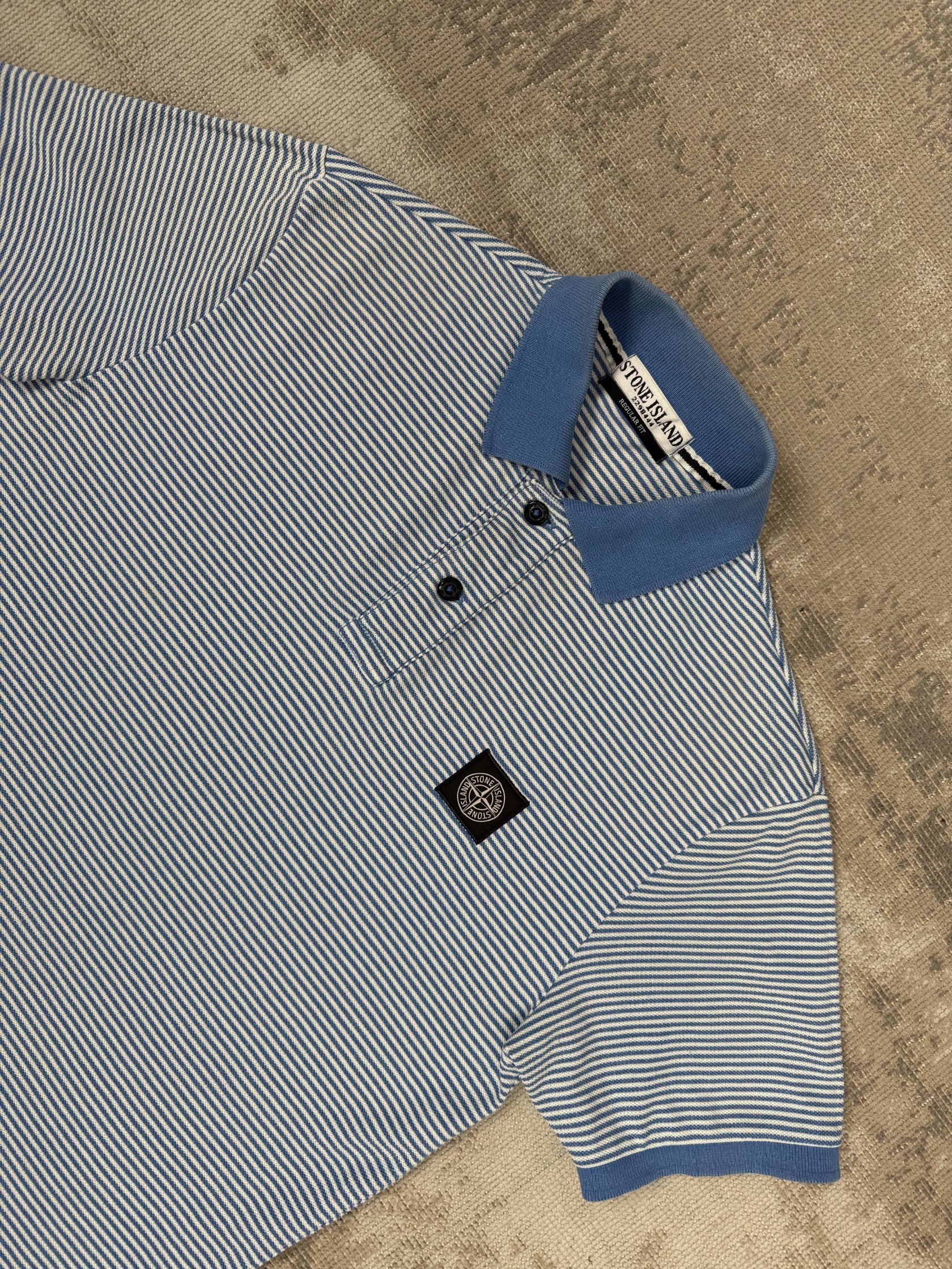 Stone Island Compass Striped Polo - Blue Stone Island