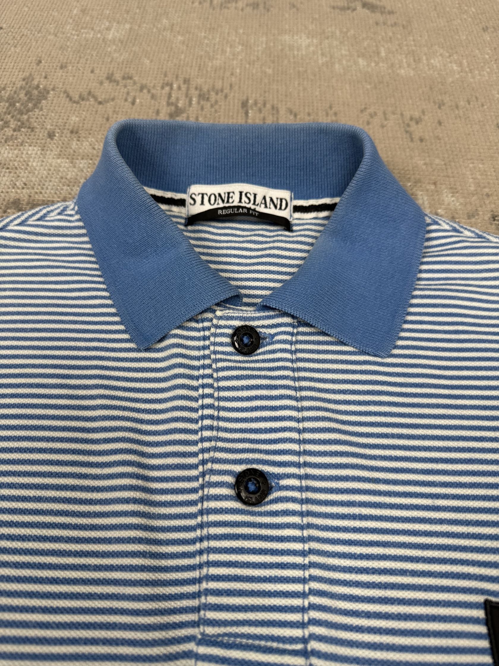 Stone Island Compass Striped Polo - Blue Stone Island