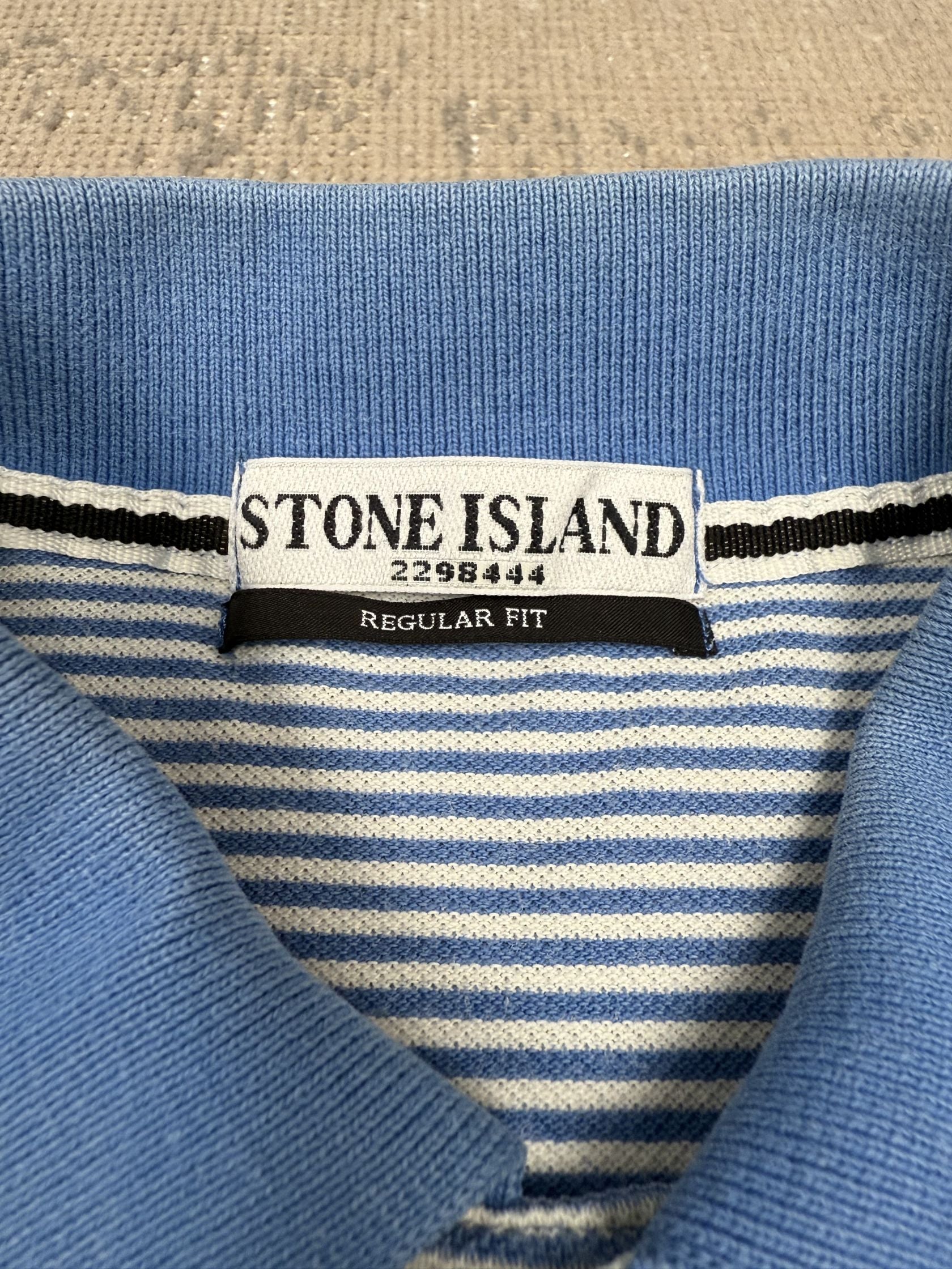 Stone Island Compass Striped Polo - Blue Stone Island