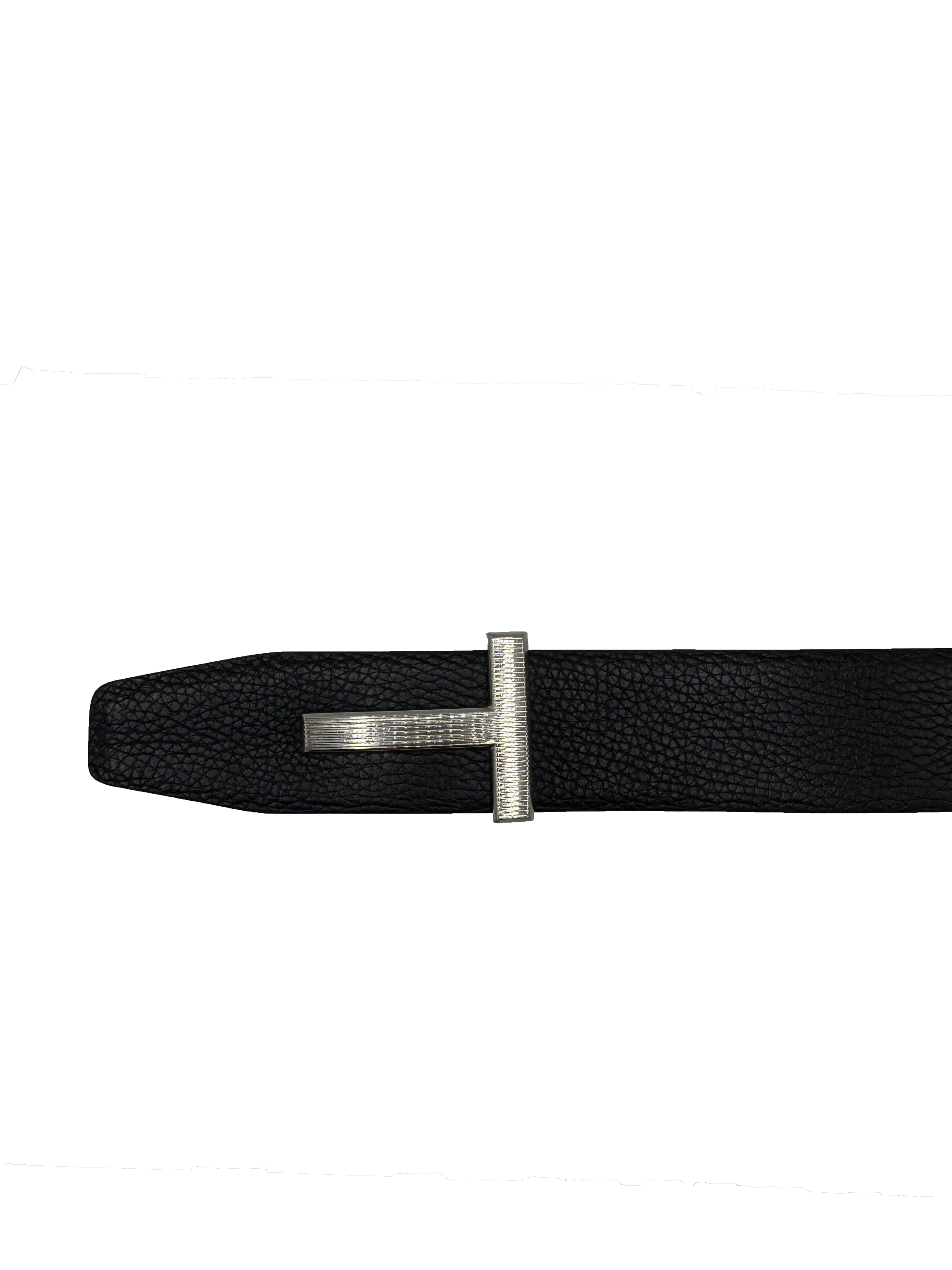 Tom Ford T Buckle Leather Reversible Belt - Black / Brown Tom Ford