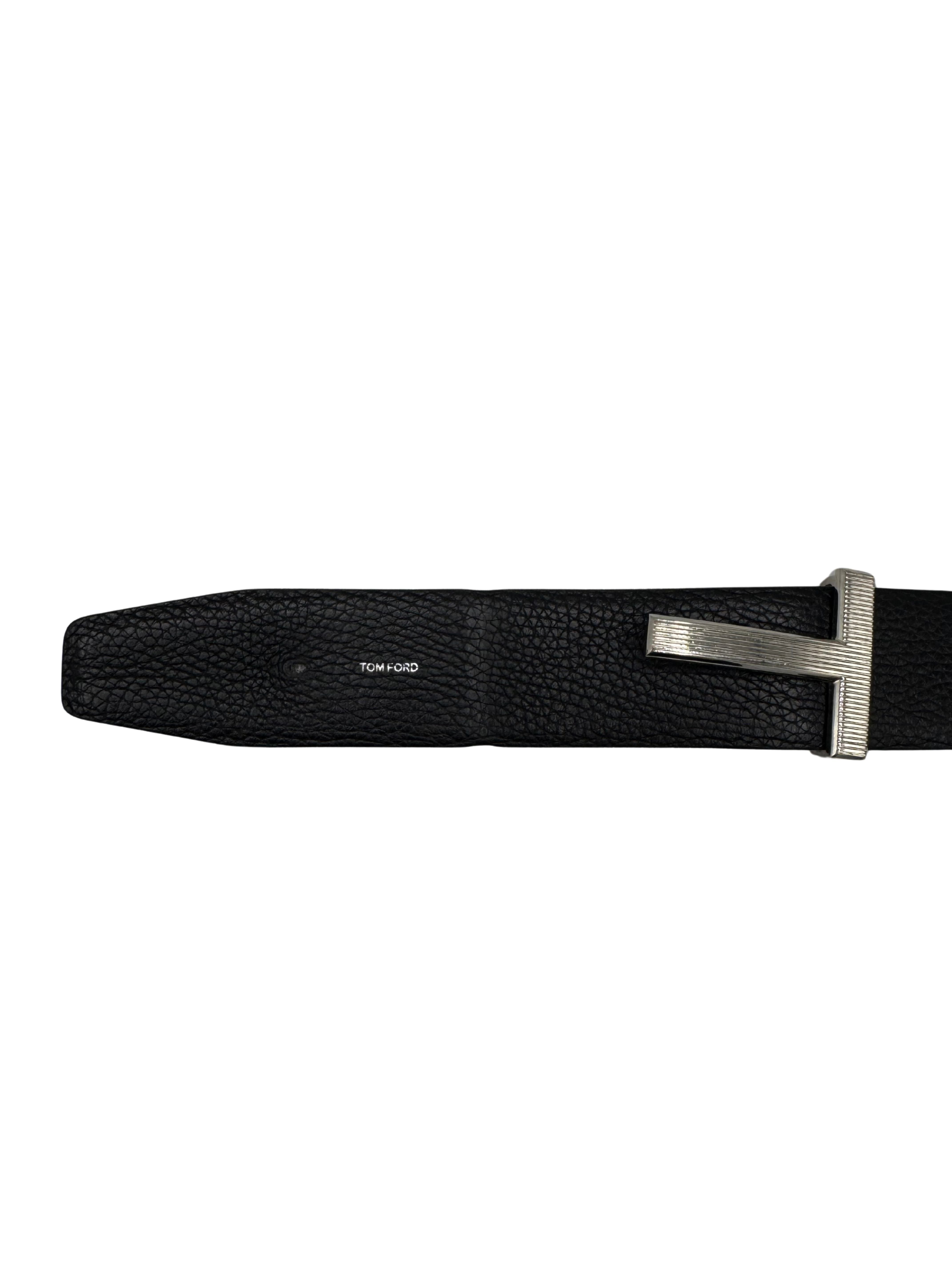 Tom Ford T Buckle Leather Reversible Belt - Black / Brown Tom Ford