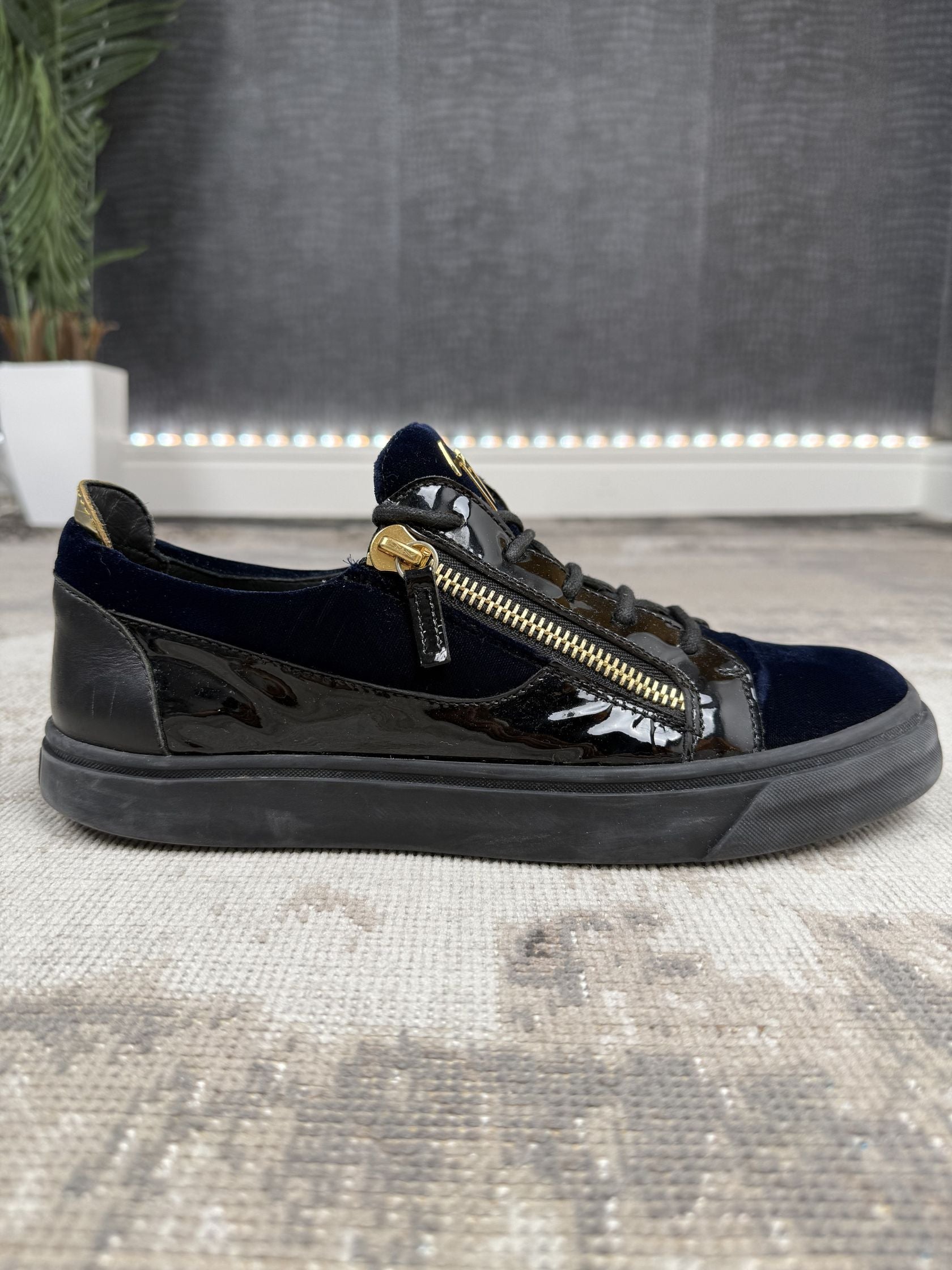 Giuseppe Zanotti Velvet Panel Low Trainer - Navy Giuseppe Zanotti