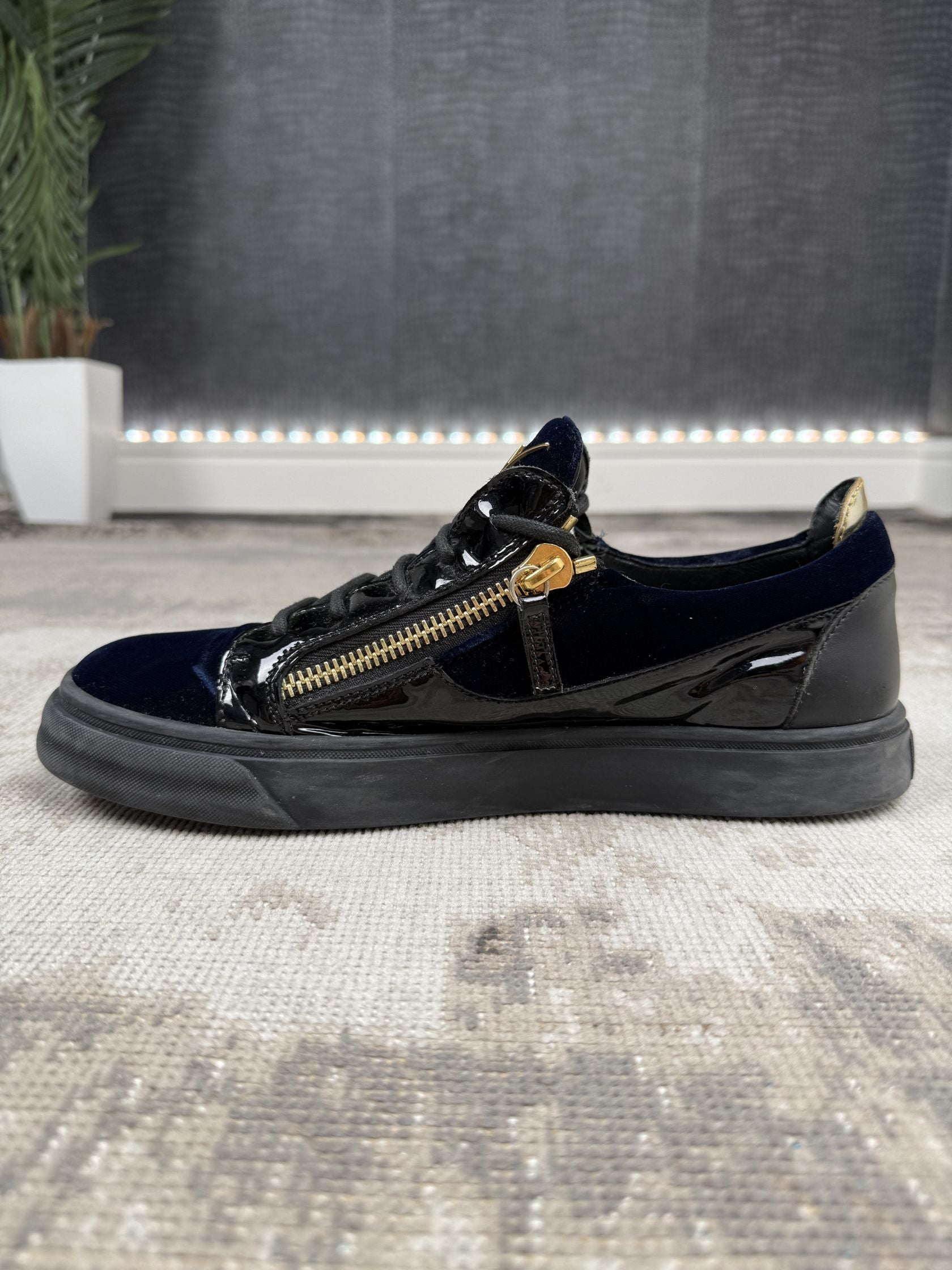 Giuseppe Zanotti Velvet Panel Low Trainer - Navy Giuseppe Zanotti