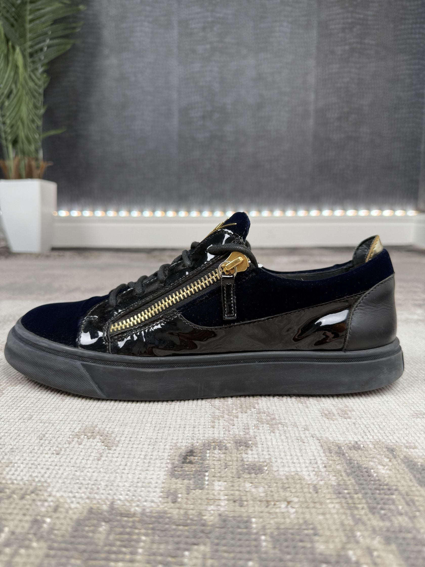 Giuseppe Zanotti Velvet Panel Low Trainer - Navy Giuseppe Zanotti