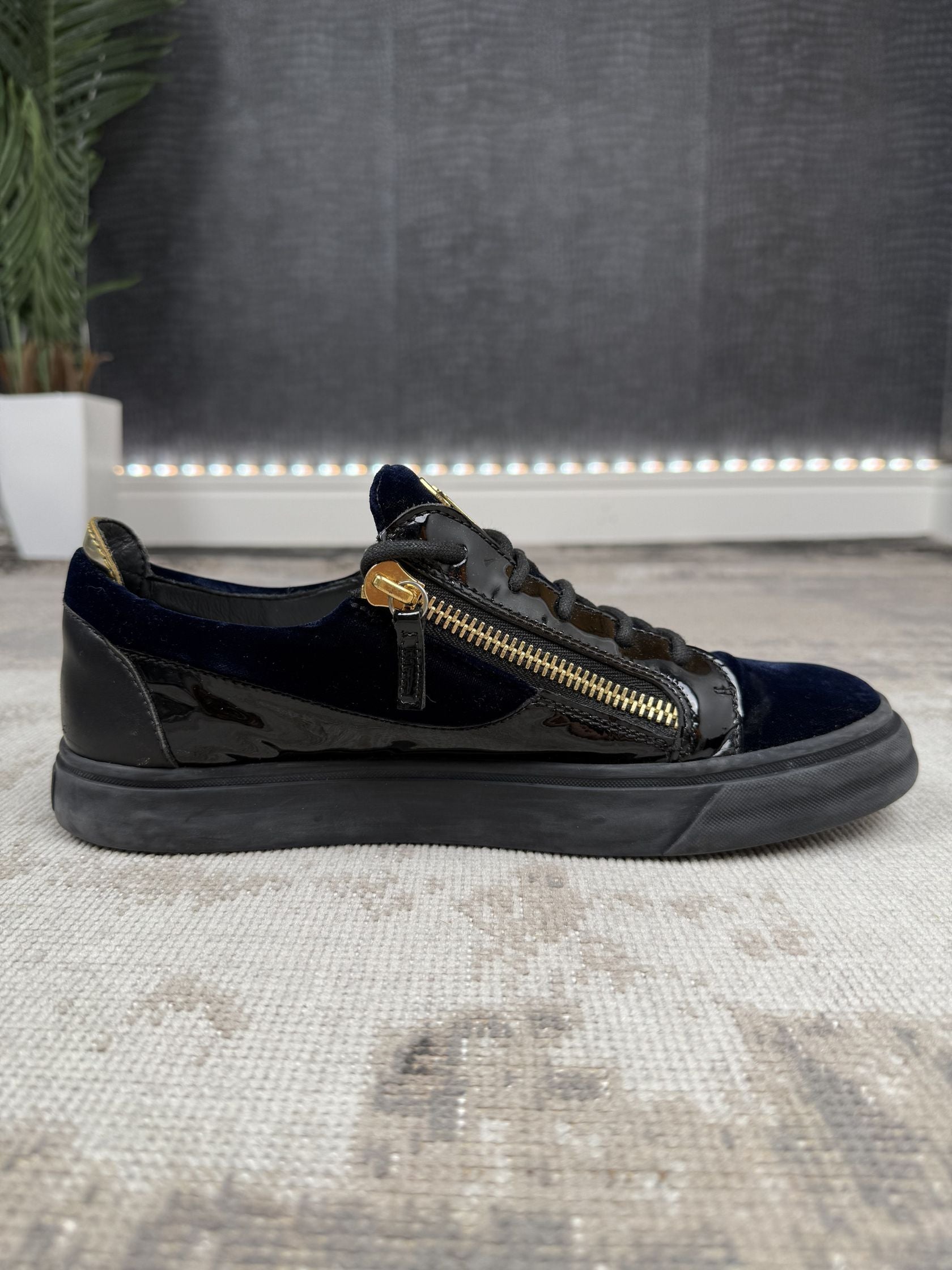 Giuseppe Zanotti Velvet Panel Low Trainer - Navy Giuseppe Zanotti