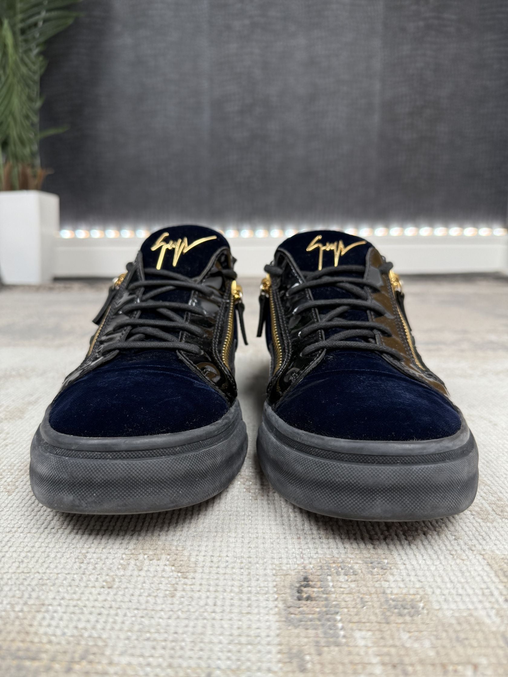 Giuseppe Zanotti Velvet Panel Low Trainer - Navy Giuseppe Zanotti