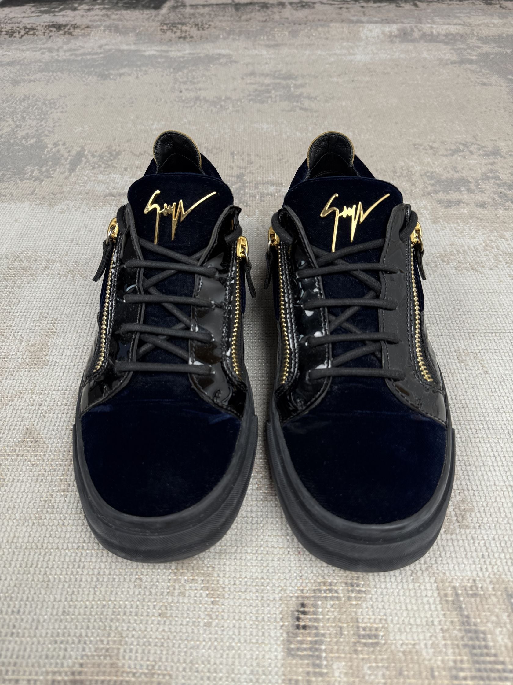 Giuseppe Zanotti Velvet Panel Low Trainer - Navy Giuseppe Zanotti