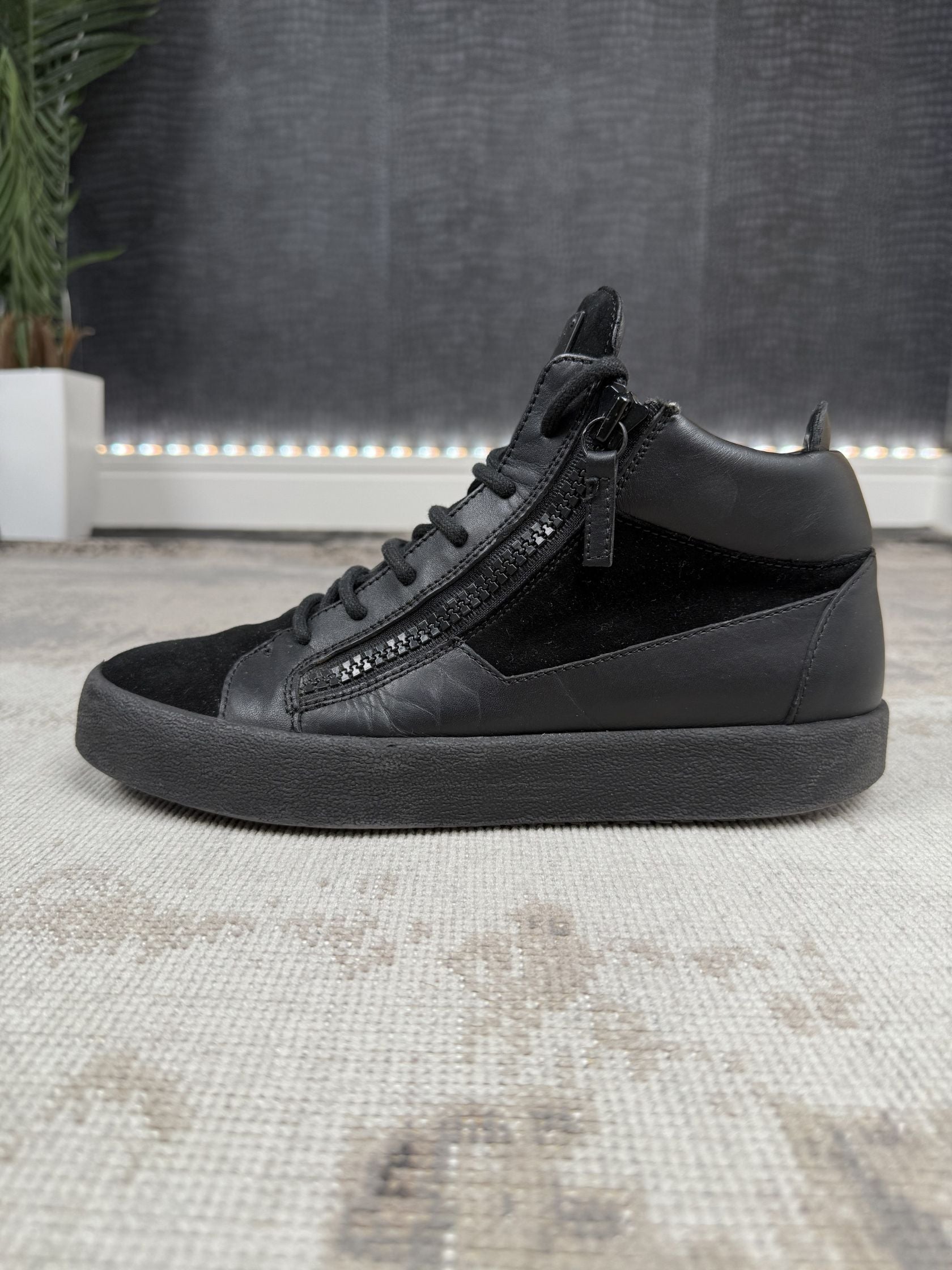 Giuseppe Zanotti Kriss Suede & Leather High-Top Trainers - Black Giuseppe Zanotti