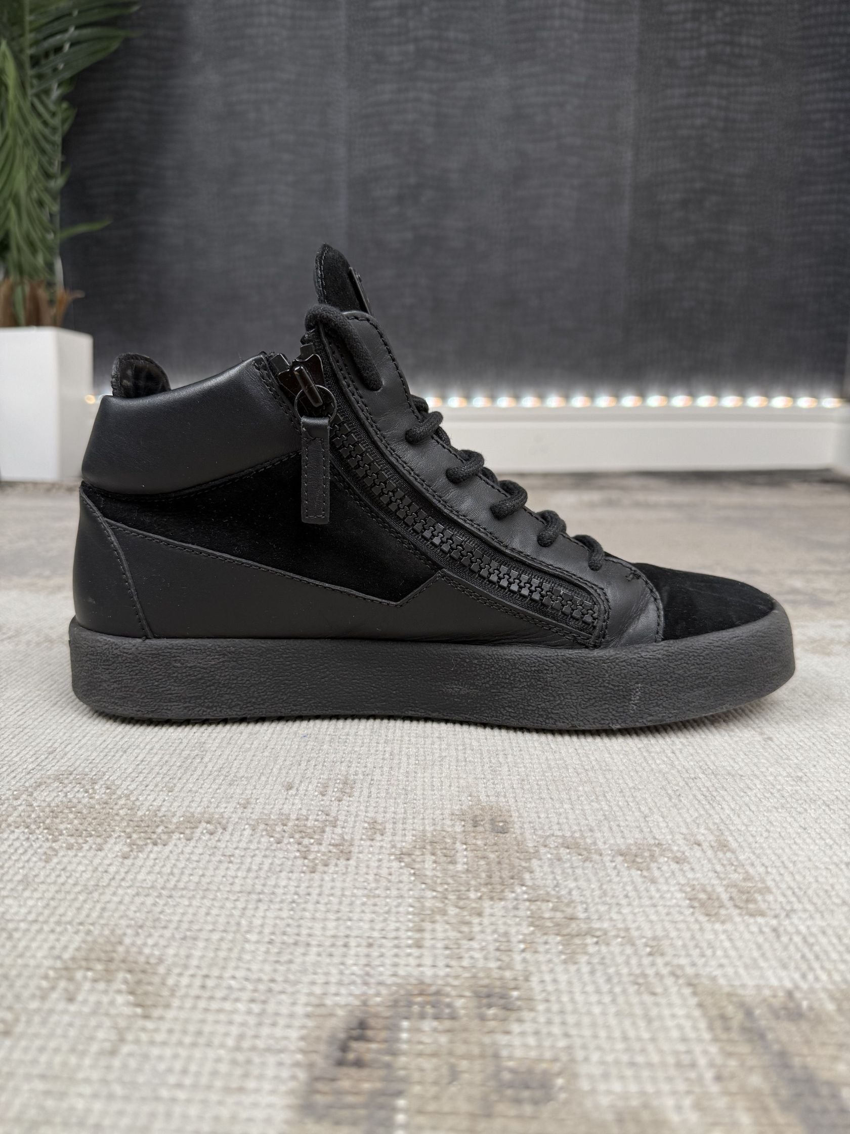 Giuseppe Zanotti Kriss Suede & Leather High-Top Trainers - Black Giuseppe Zanotti