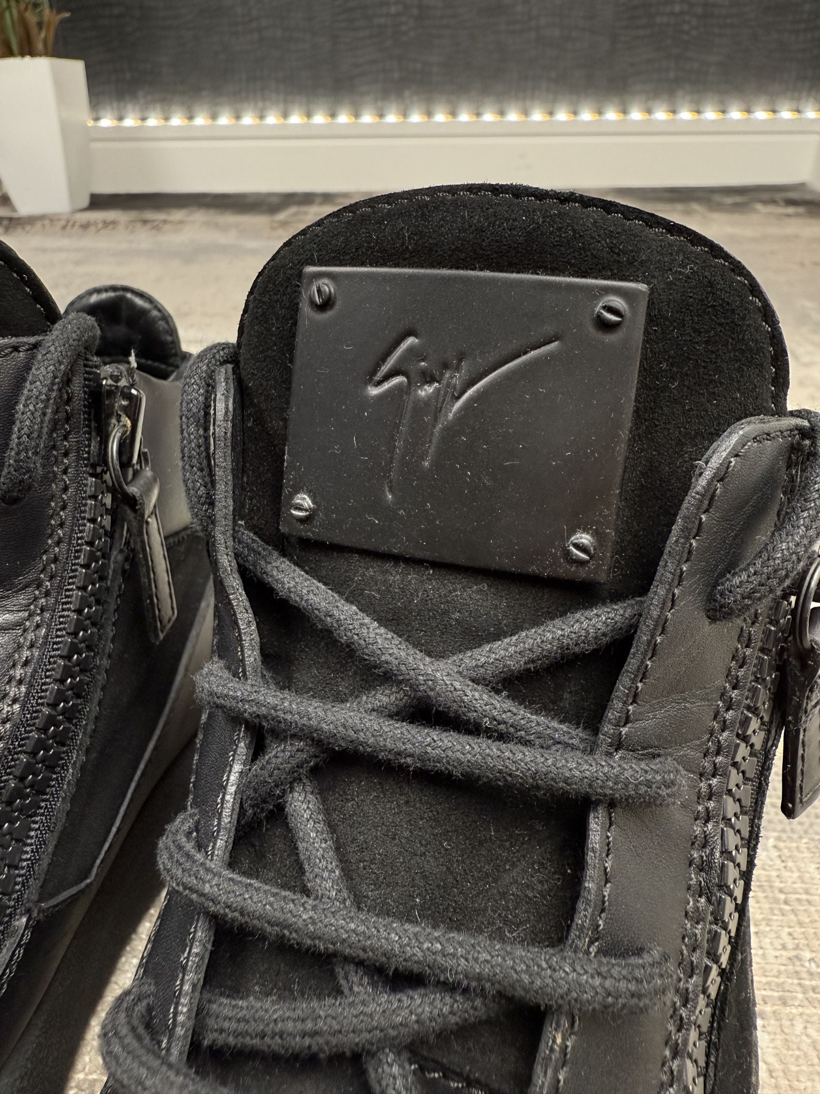 Giuseppe Zanotti Kriss Suede & Leather High-Top Trainers - Black Giuseppe Zanotti