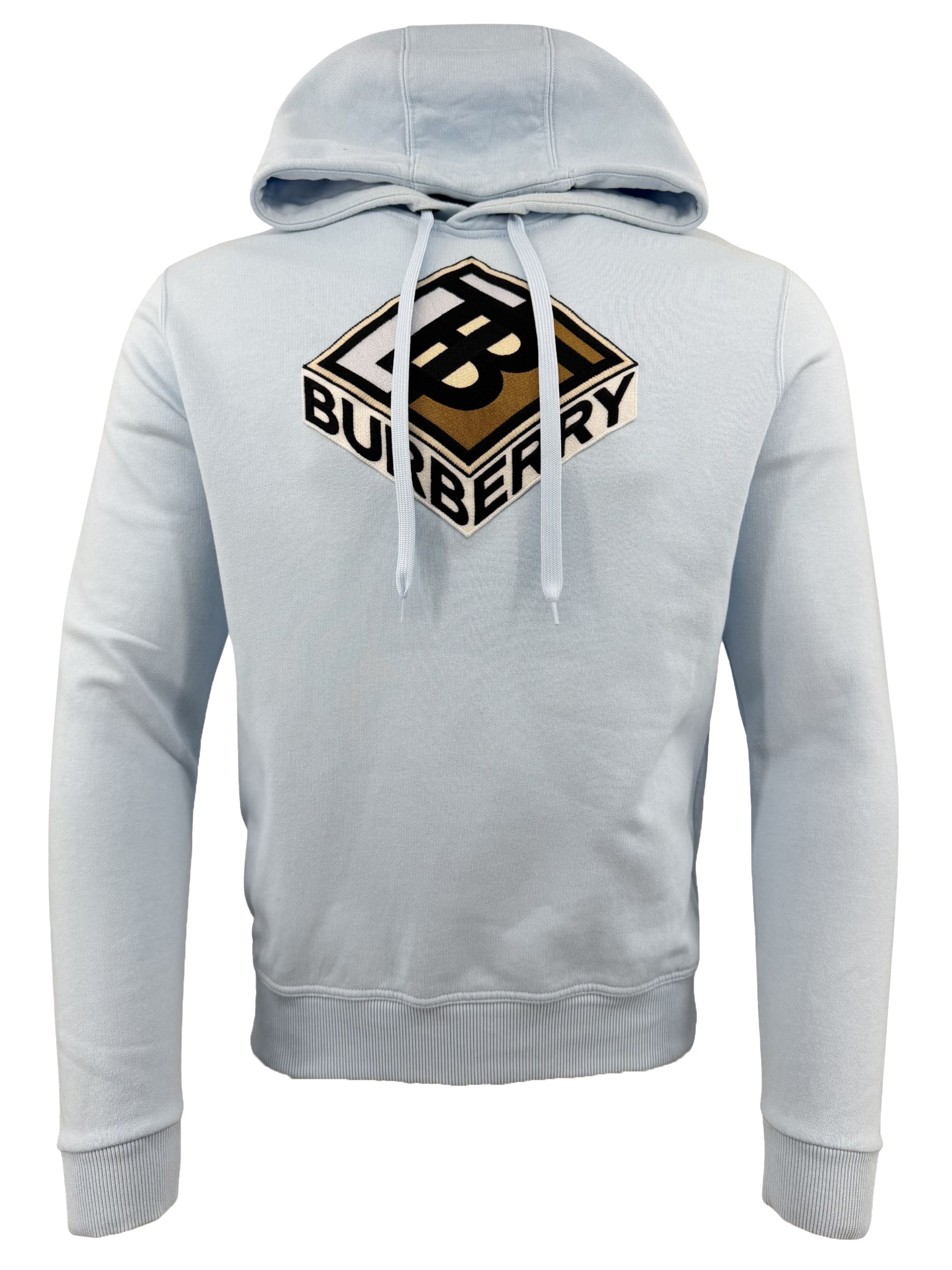 Burberry Embroidered Logo Hoodie - Blue Burberry