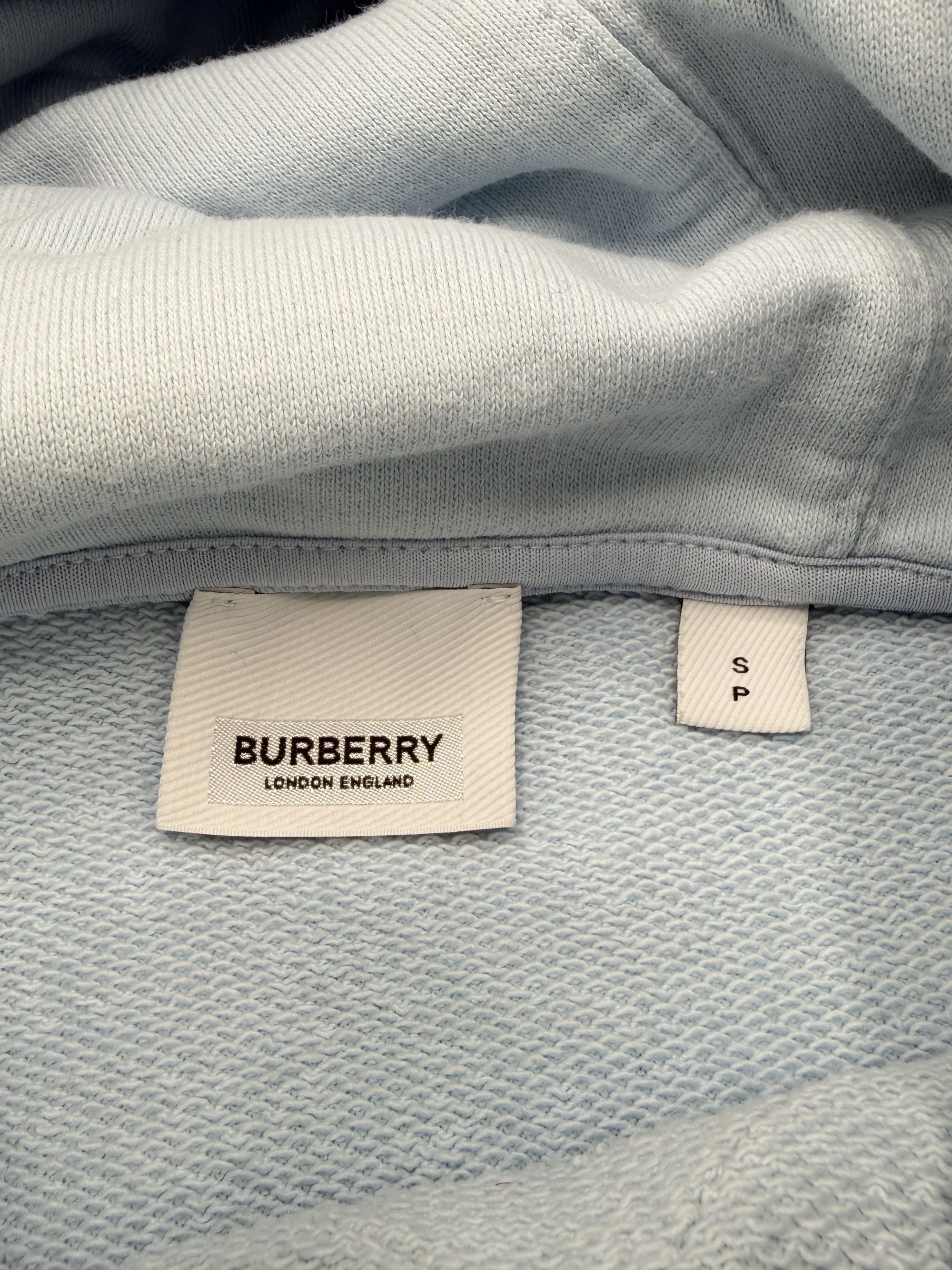 Burberry Embroidered Logo Hoodie - Blue Burberry