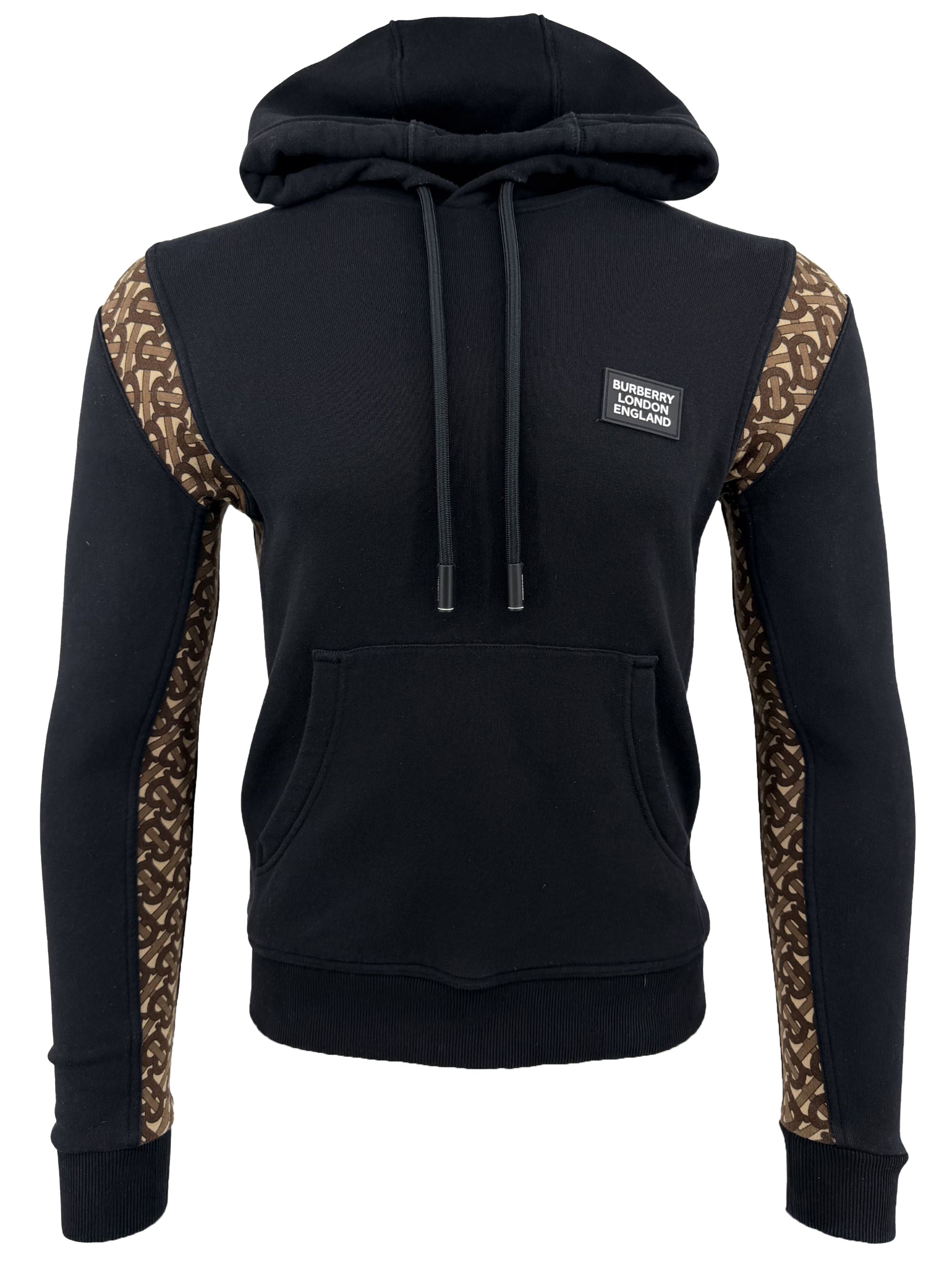 Burberry Monogram Panel Logo Hoodie - Black Burberry