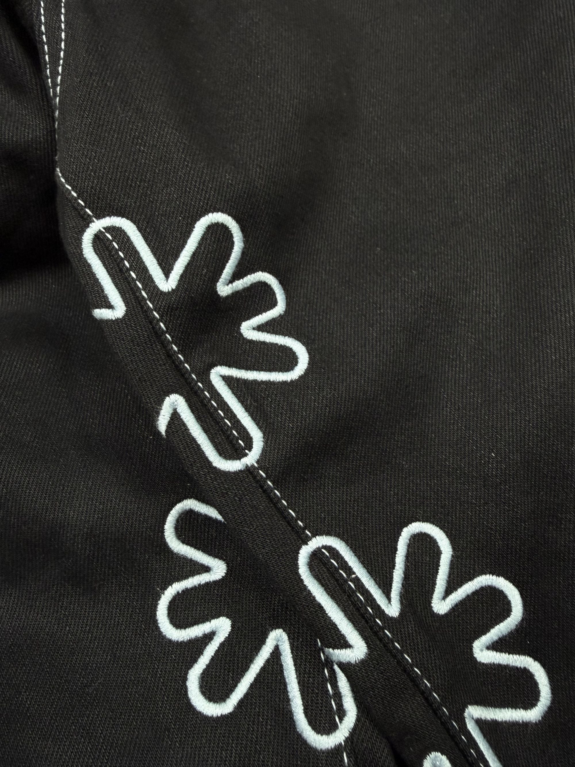 Lost Shdws Flower Embroidered Jeans - Black Lost Shdws