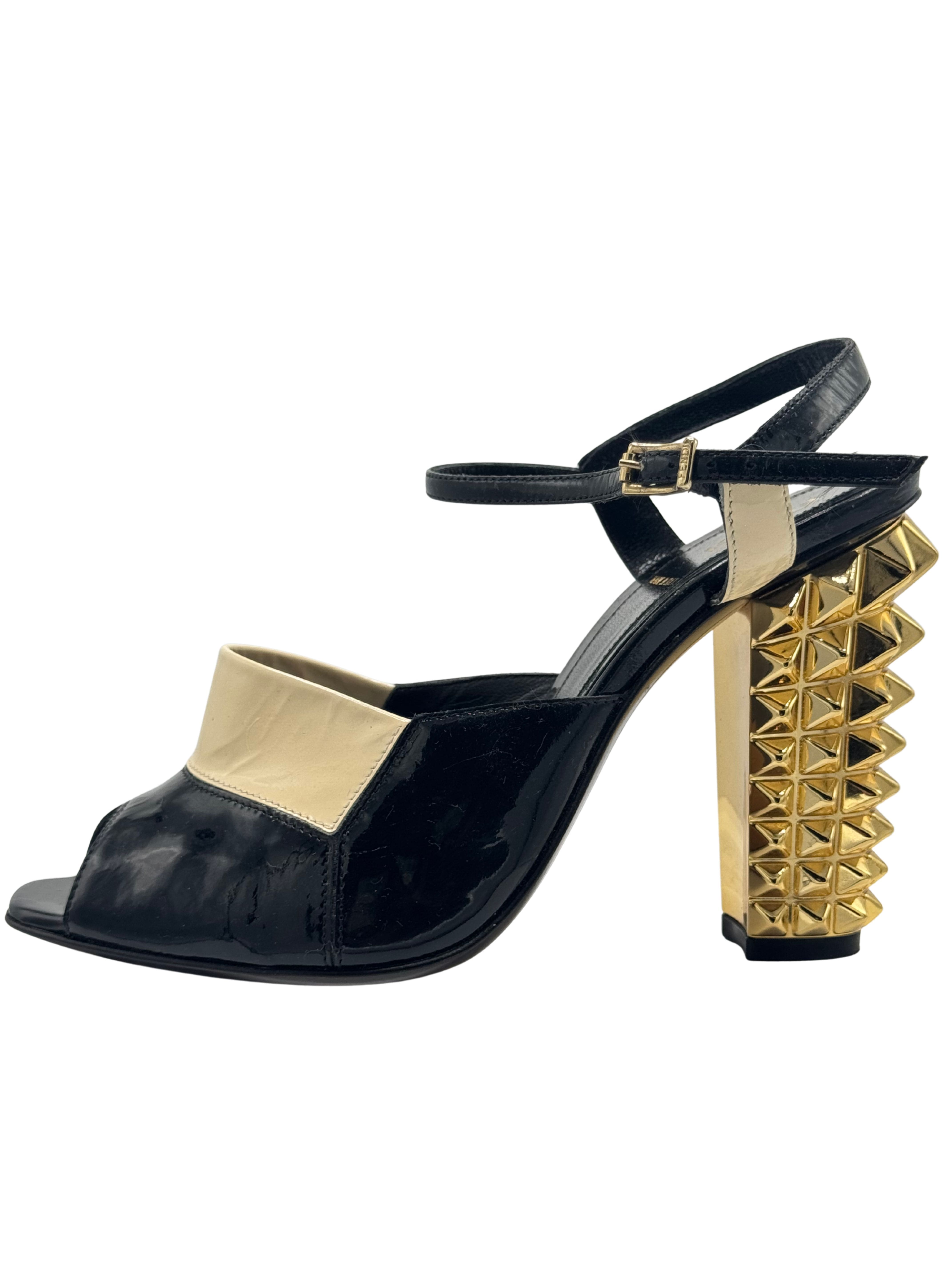 Fendi Runway Studded Mirrored Leather Heels Fendi