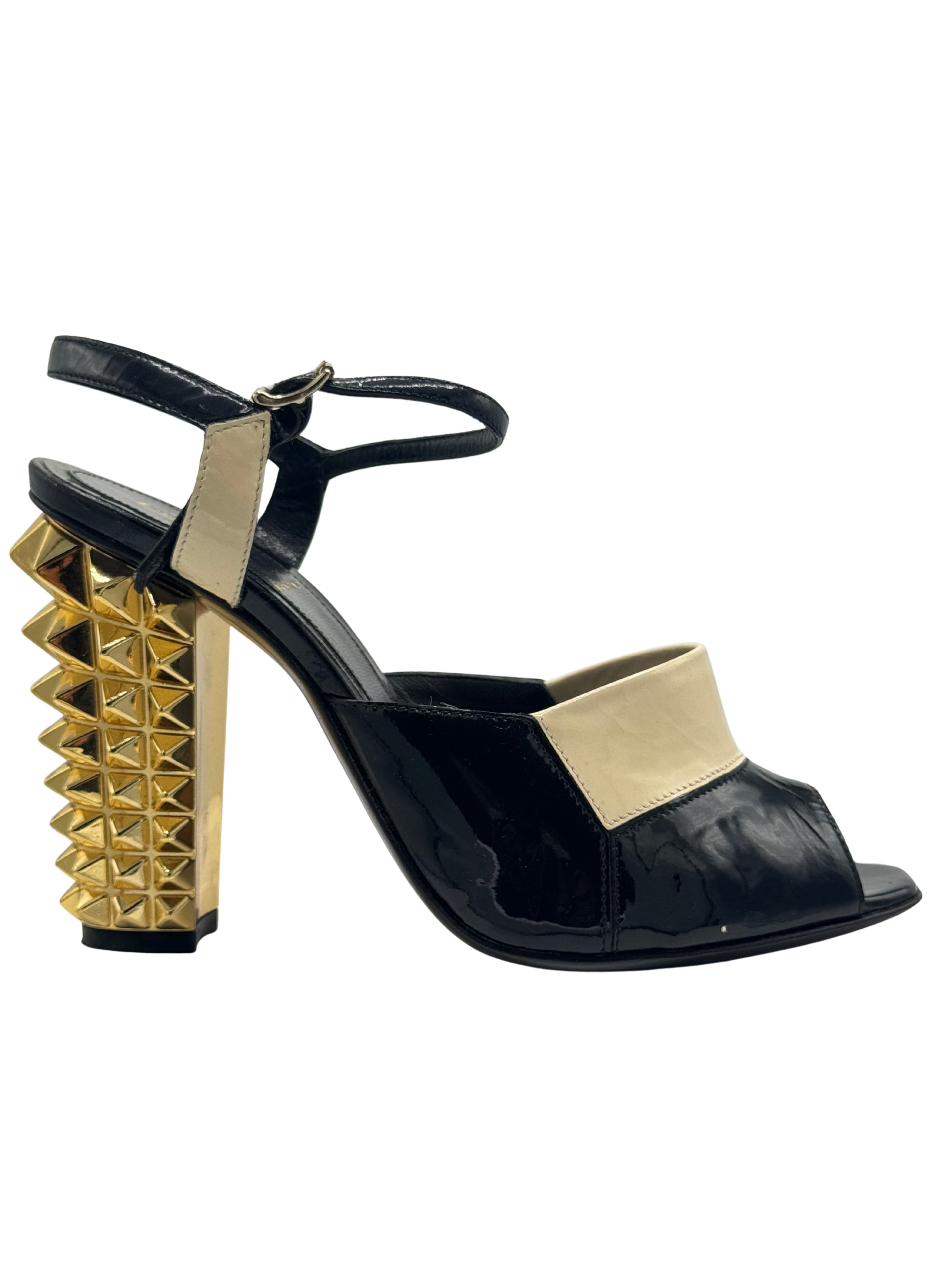 Fendi Runway Studded Mirrored Leather Heels Fendi