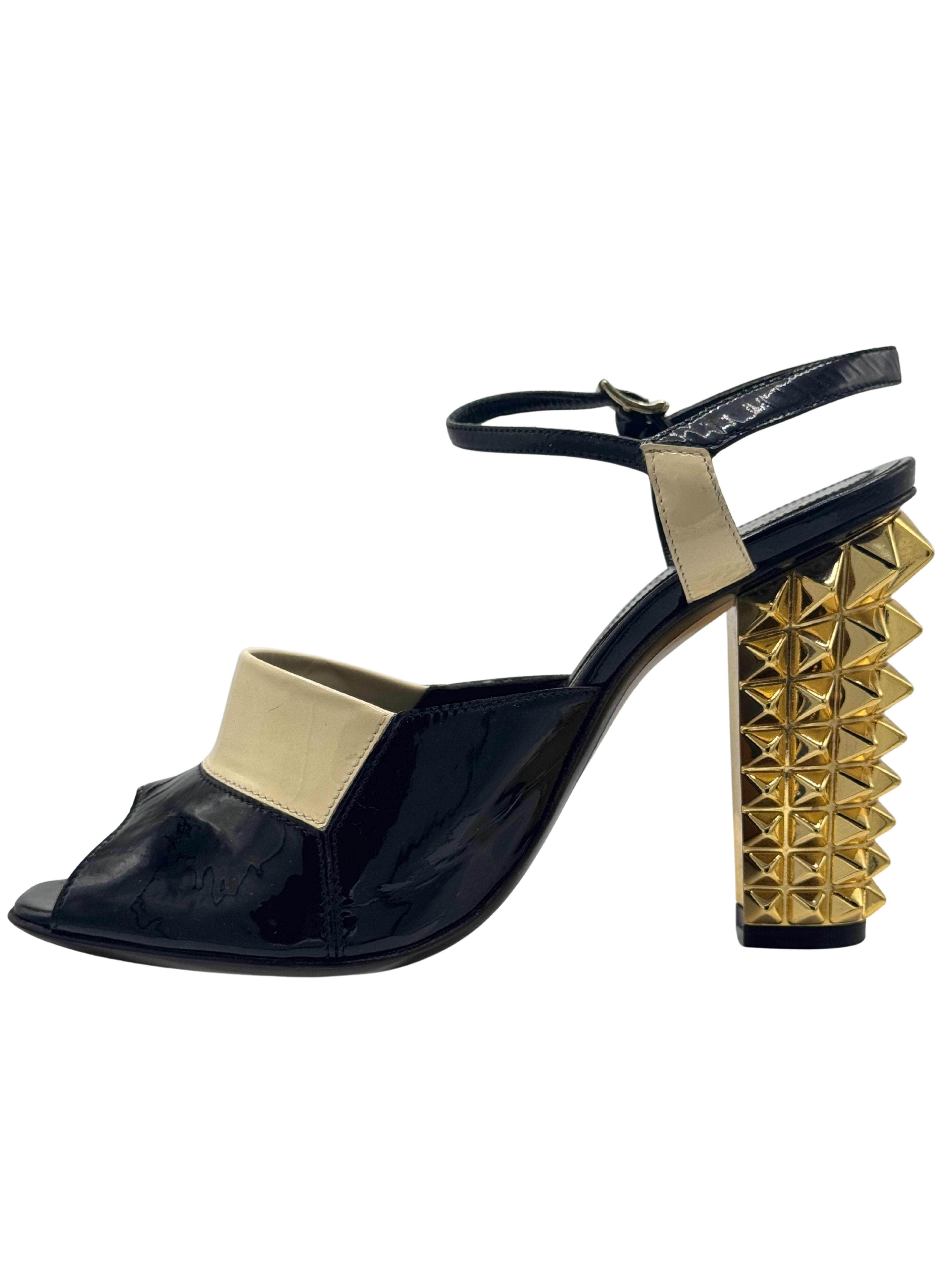 Fendi Runway Studded Mirrored Leather Heels Fendi