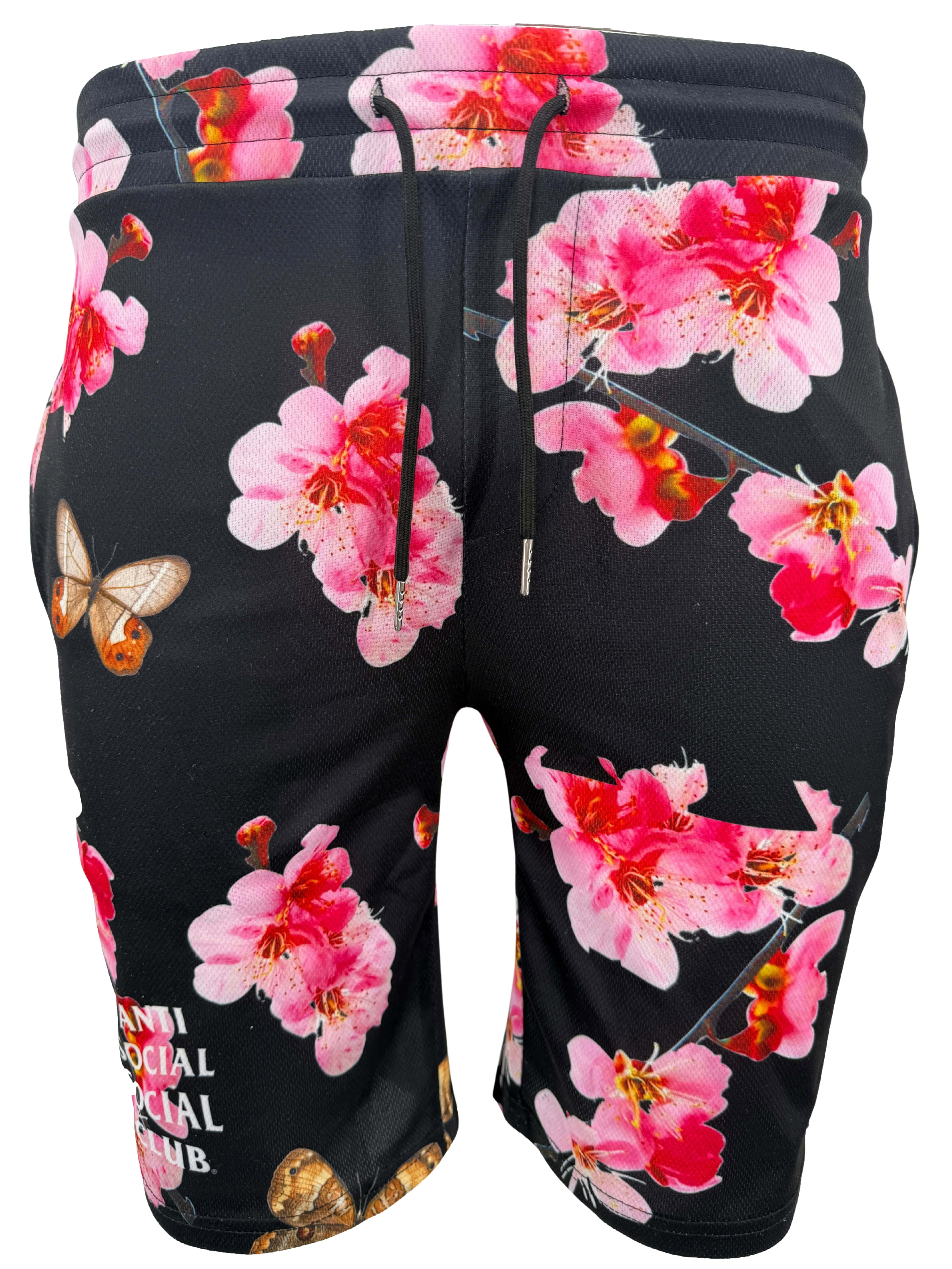Anti Social Social Club Butterfly Floral Shorts - Black Anti Social Social Club