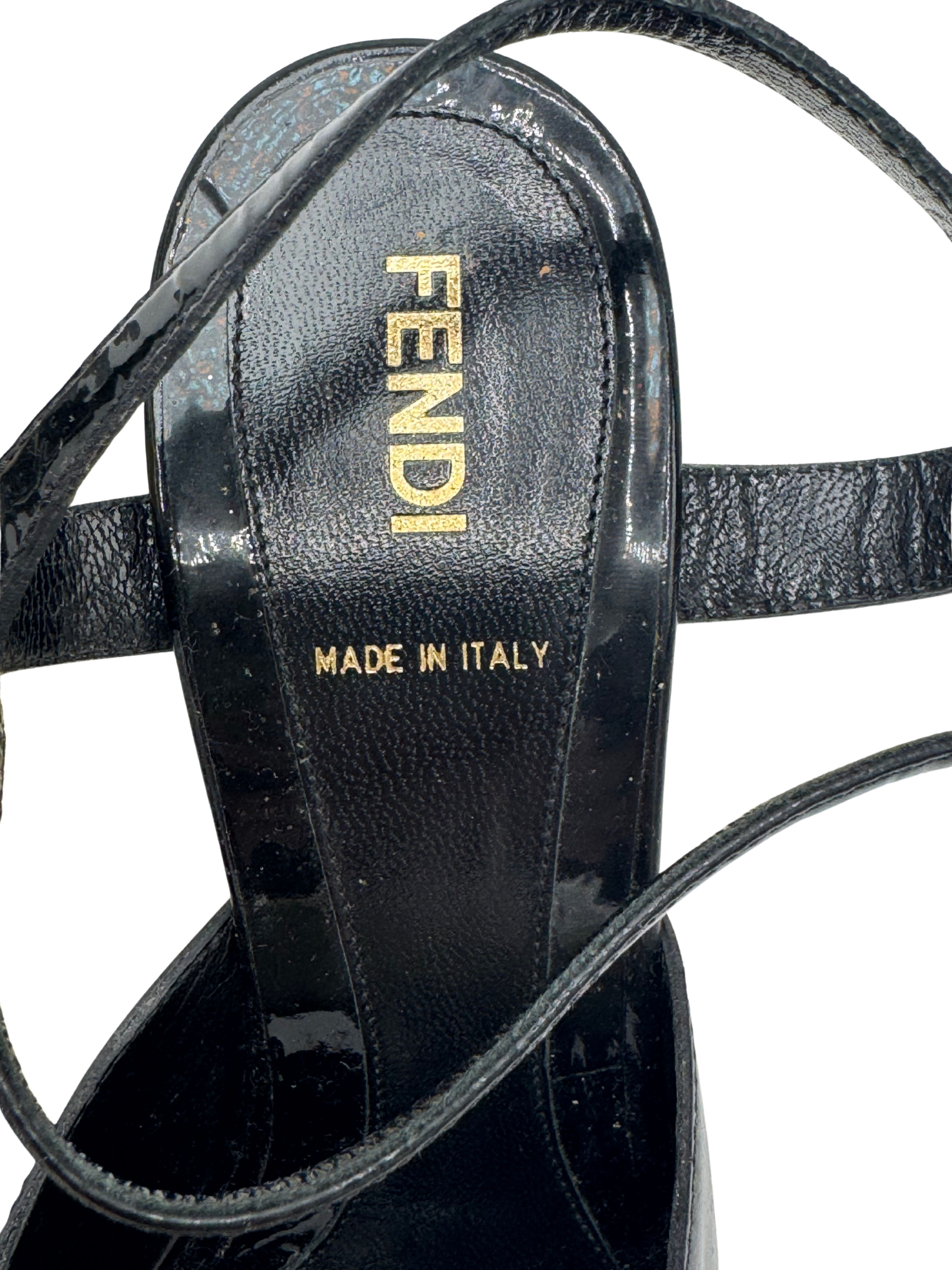Fendi Runway Studded Mirrored Leather Heels Fendi