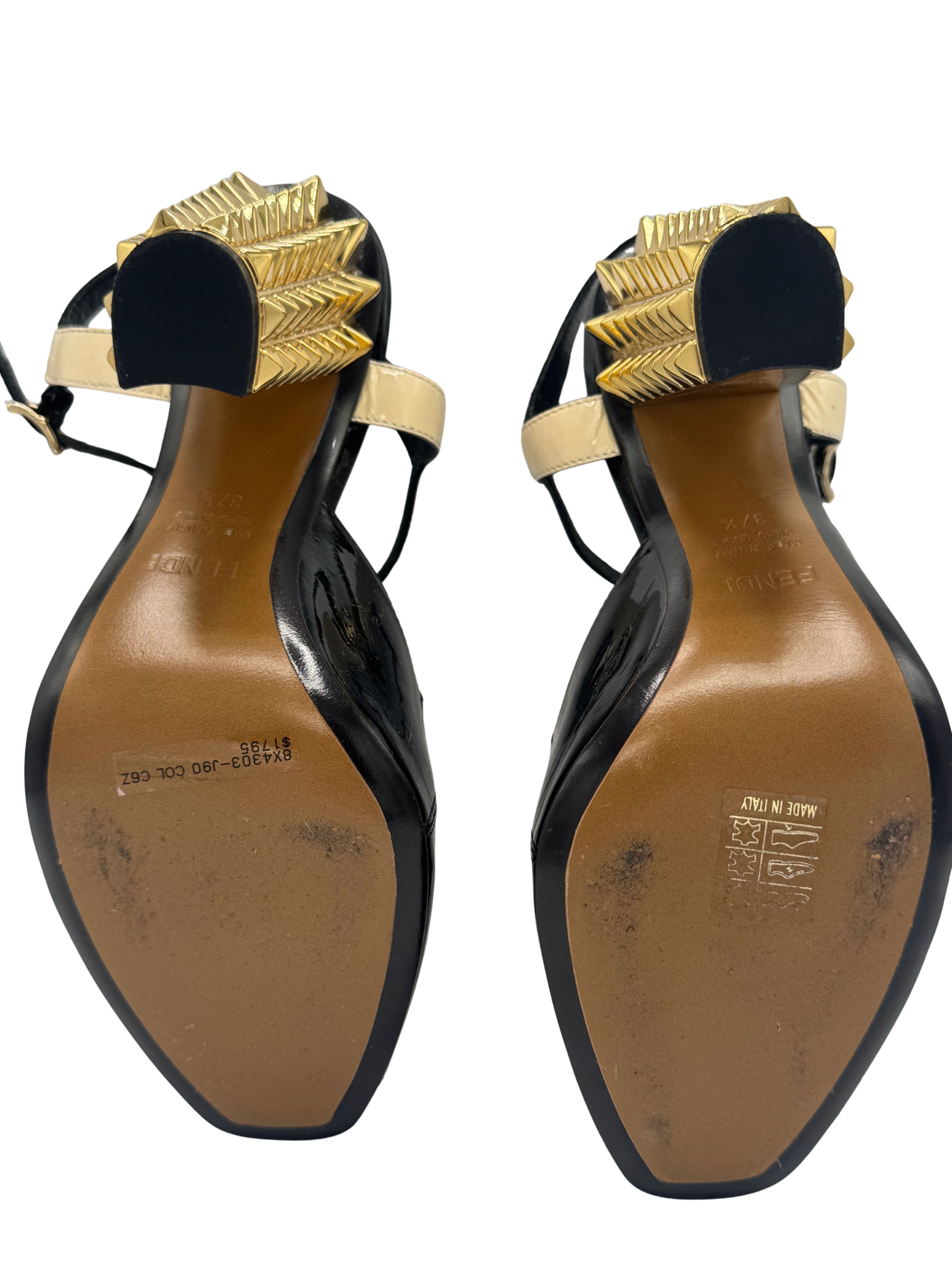 Fendi Runway Studded Mirrored Leather Heels Fendi