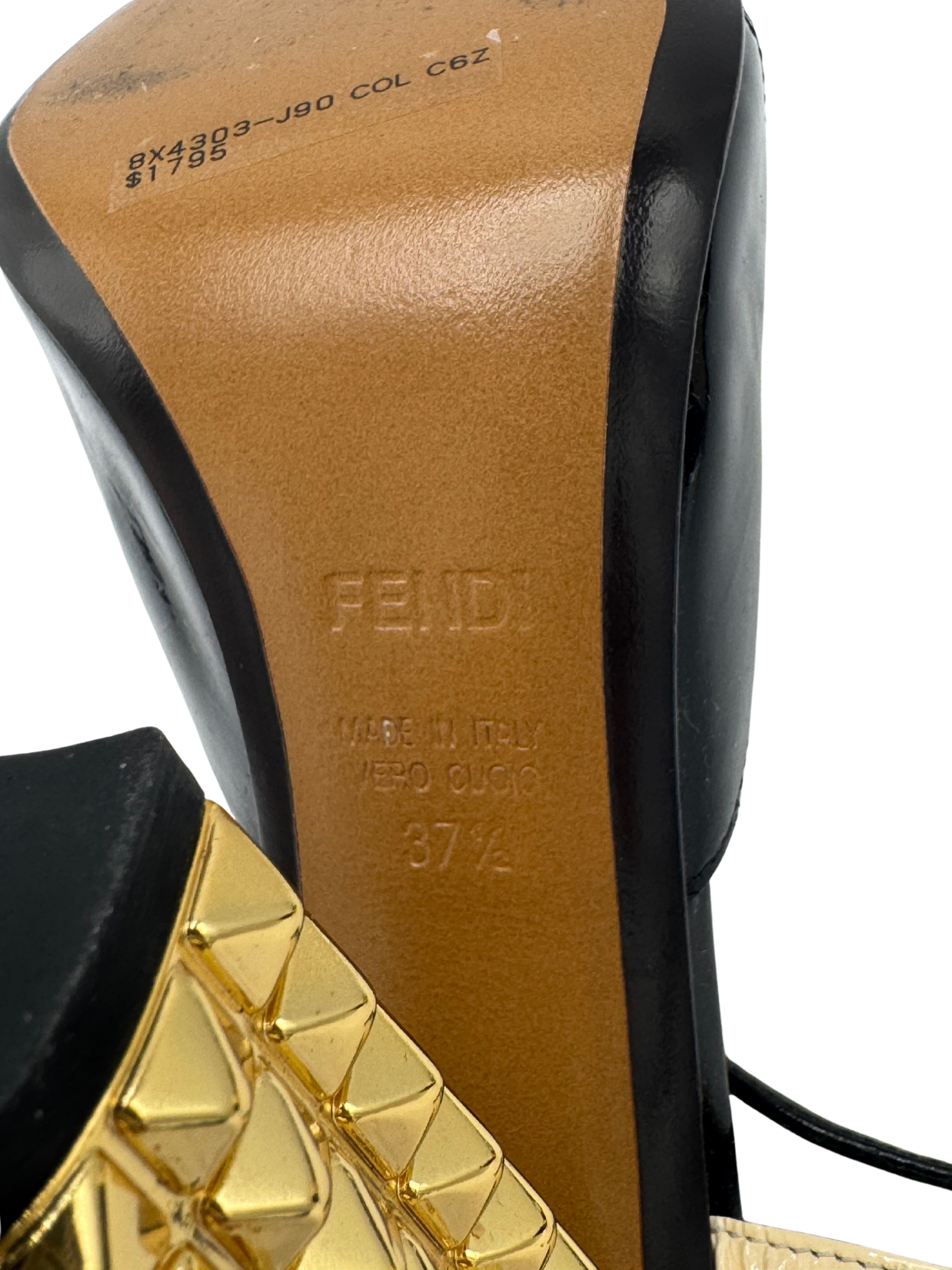 Fendi Runway Studded Mirrored Leather Heels Fendi