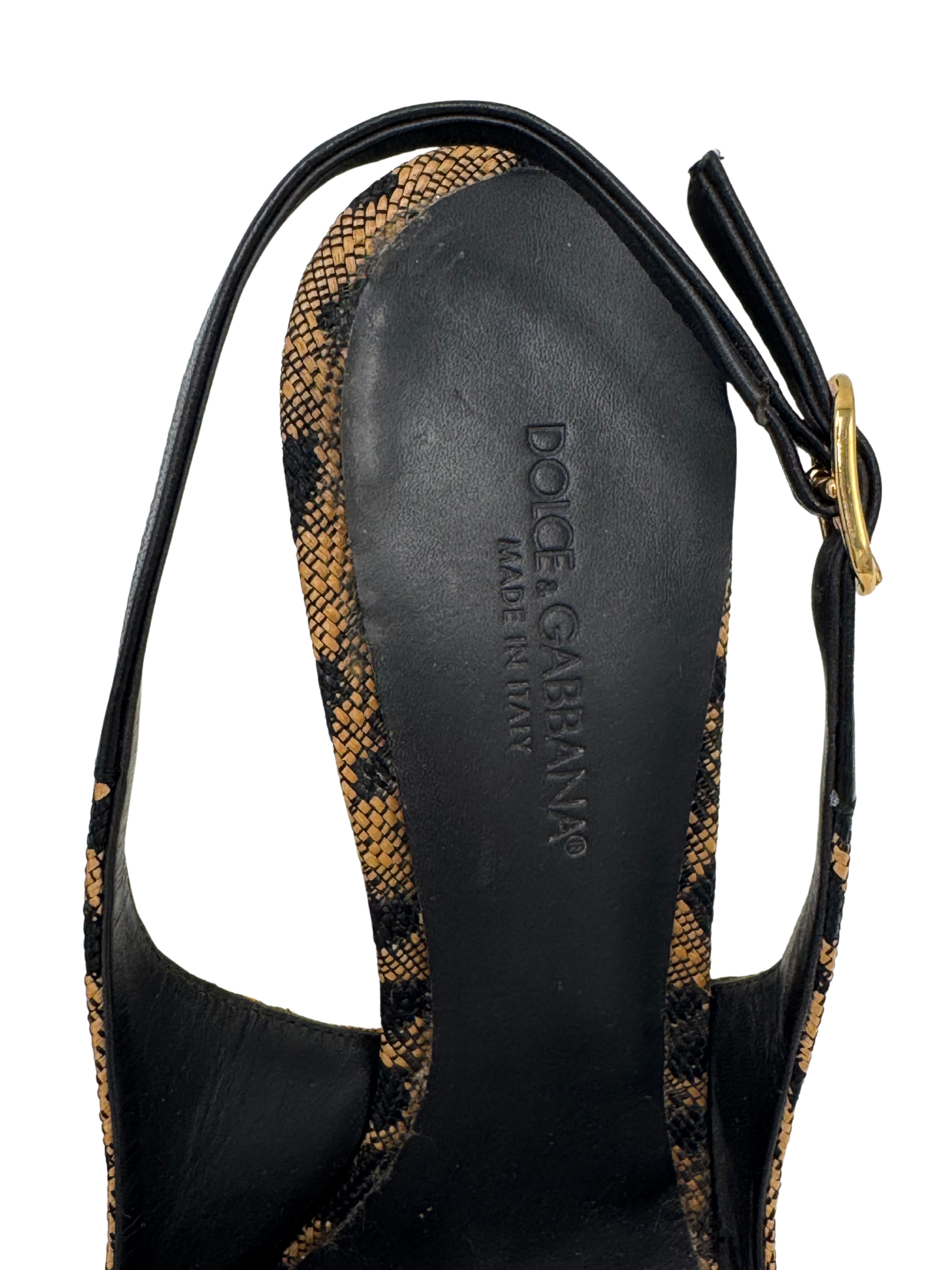 WOMEN'S Dolce & Gabbana Crystal Embellished Slingback Heels - Leopard