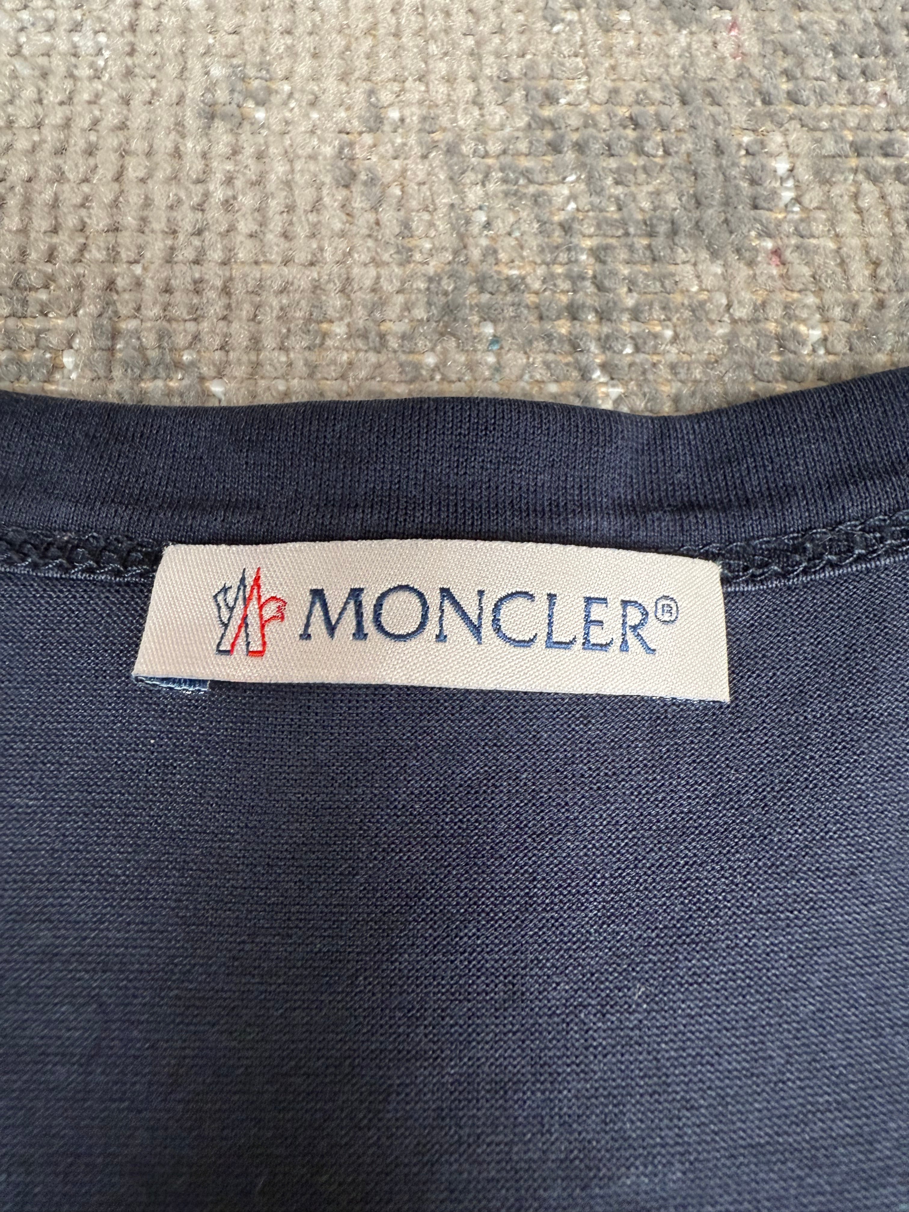 Moncler Double Logo Patch T-Shirt - Navy Moncler