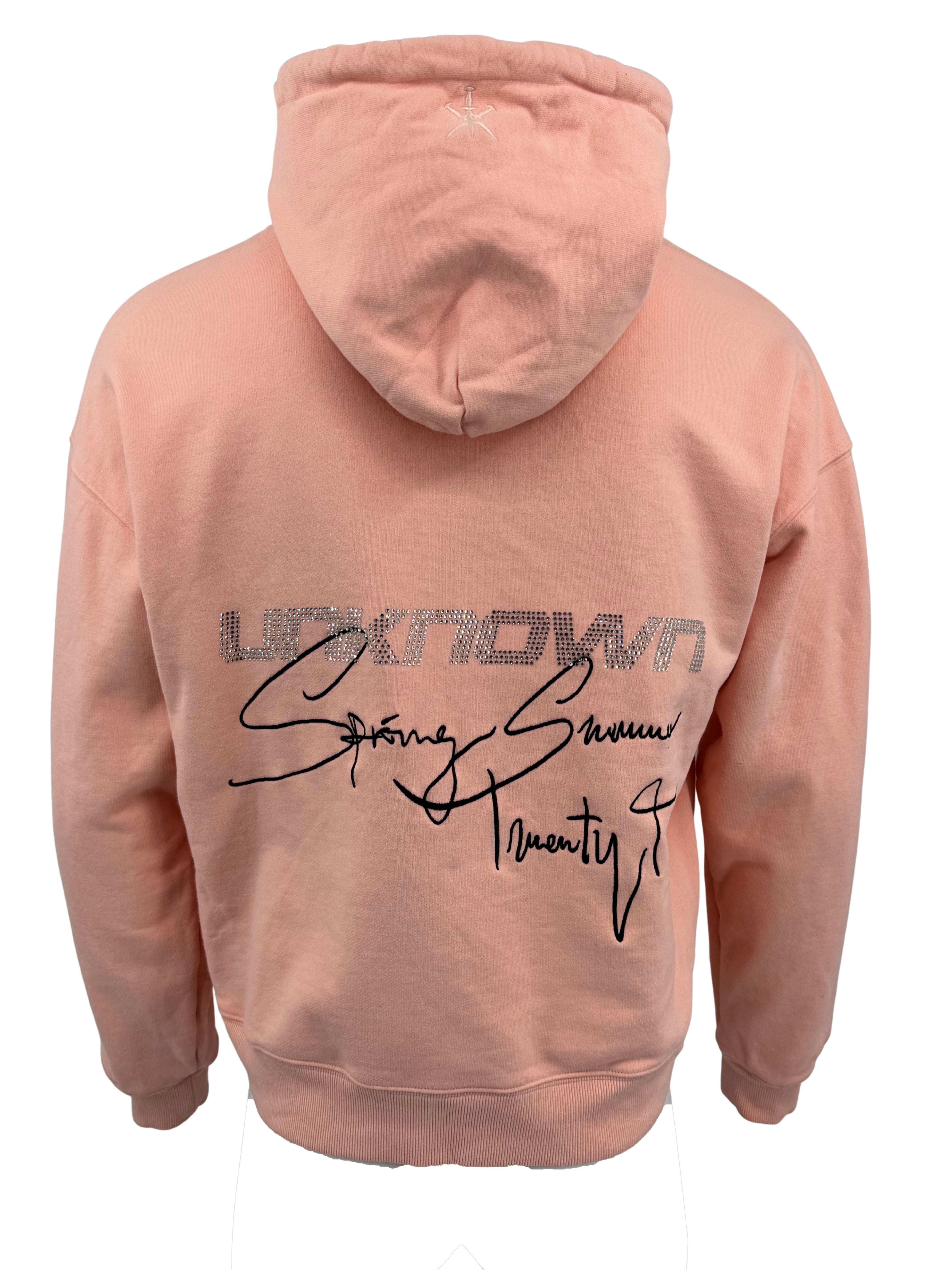 Unknown London Logo Embroidered Hoodie - Pink Unknown London
