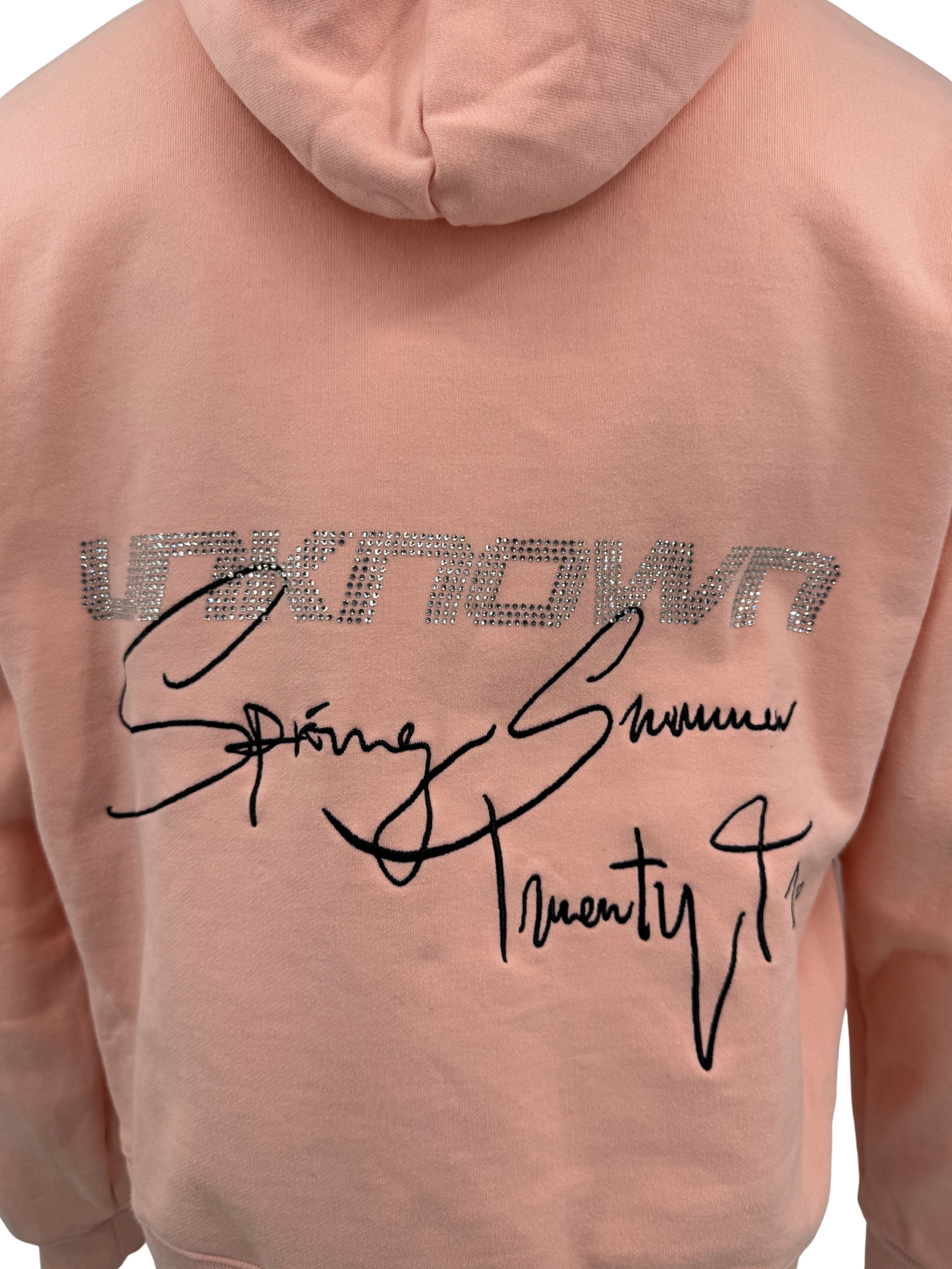 Unknown London Logo Embroidered Hoodie - Pink Unknown London