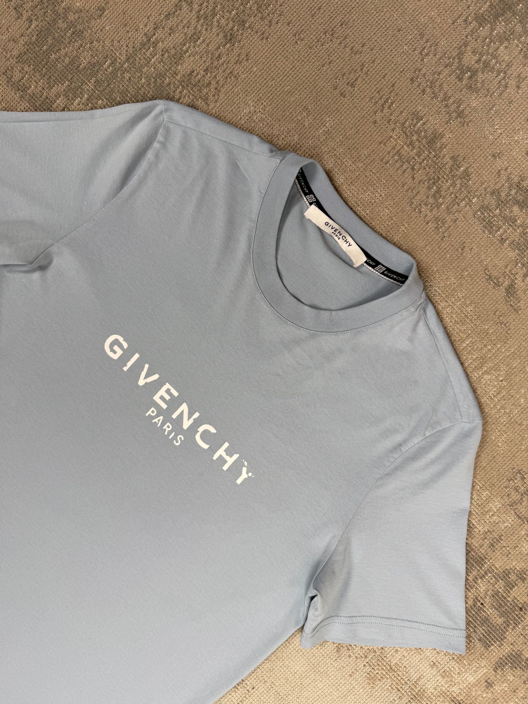 Givenchy Distressed Logo T-Shirt - Baby Blue Givenchy