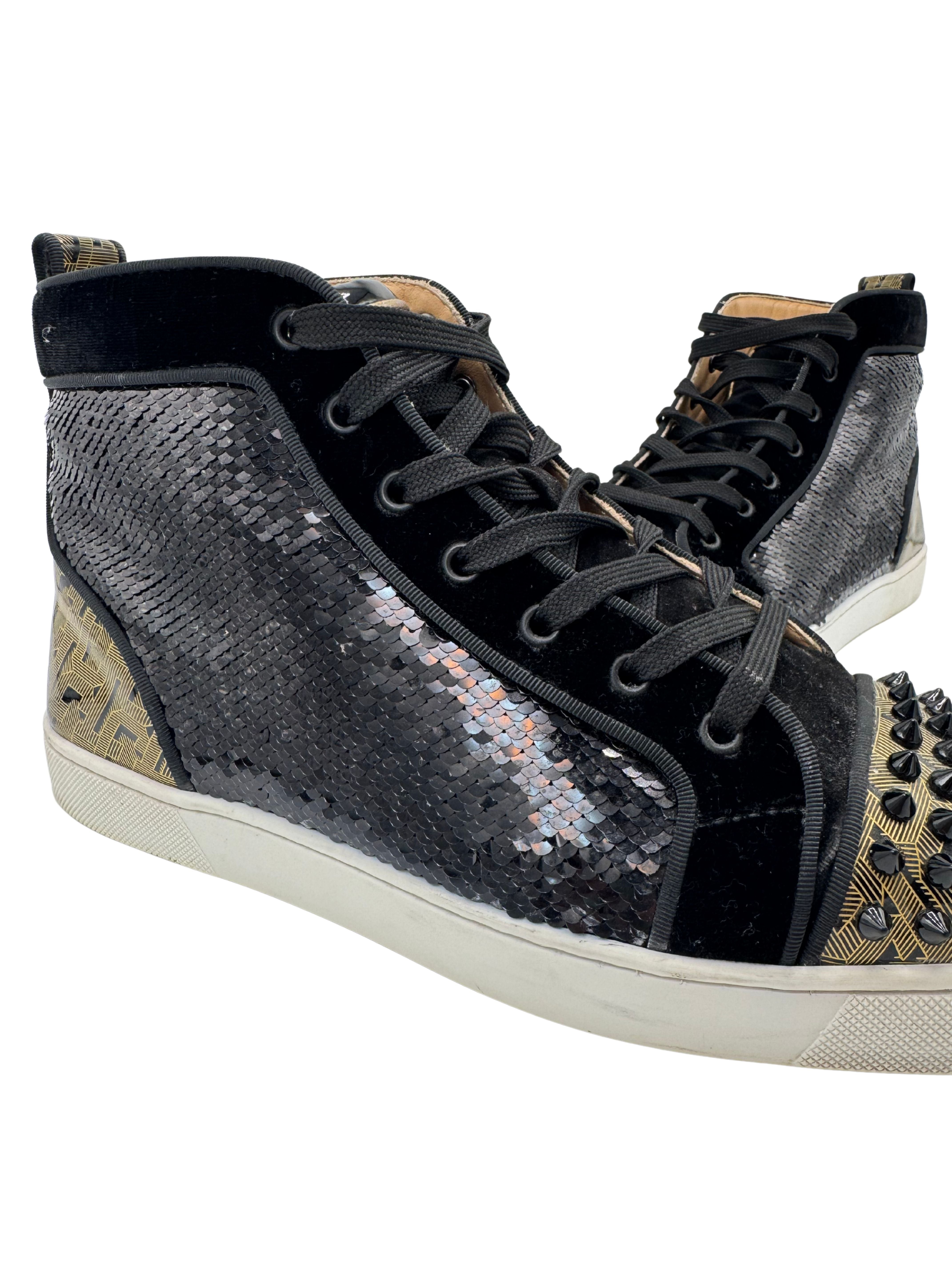 Christian Loubtion Spikes Orlato High - Black/Gold