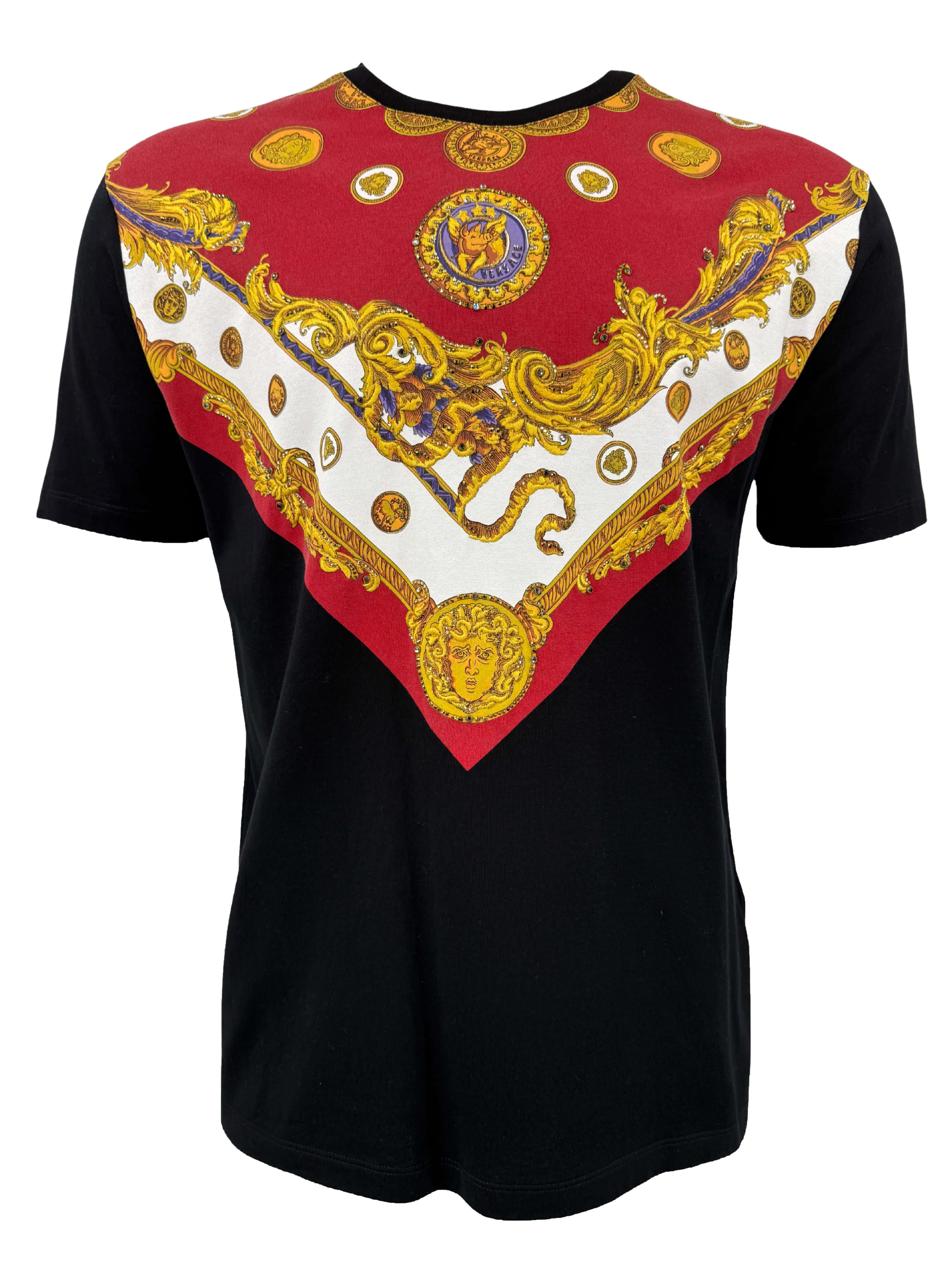Versace Medusa Sequin Embellished T-Shirt - Black