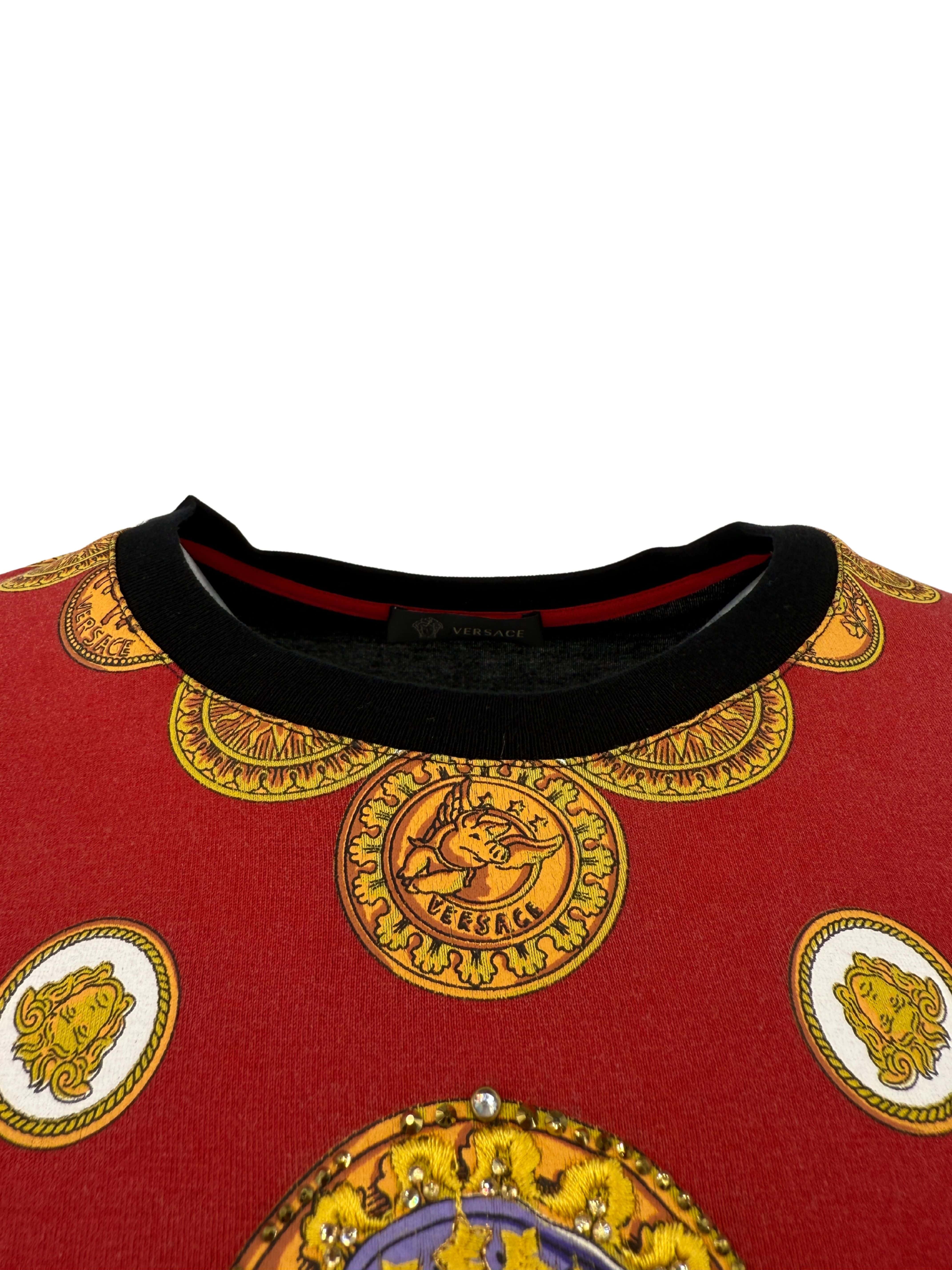 Versace Medusa Sequin Embellished T-Shirt - Black