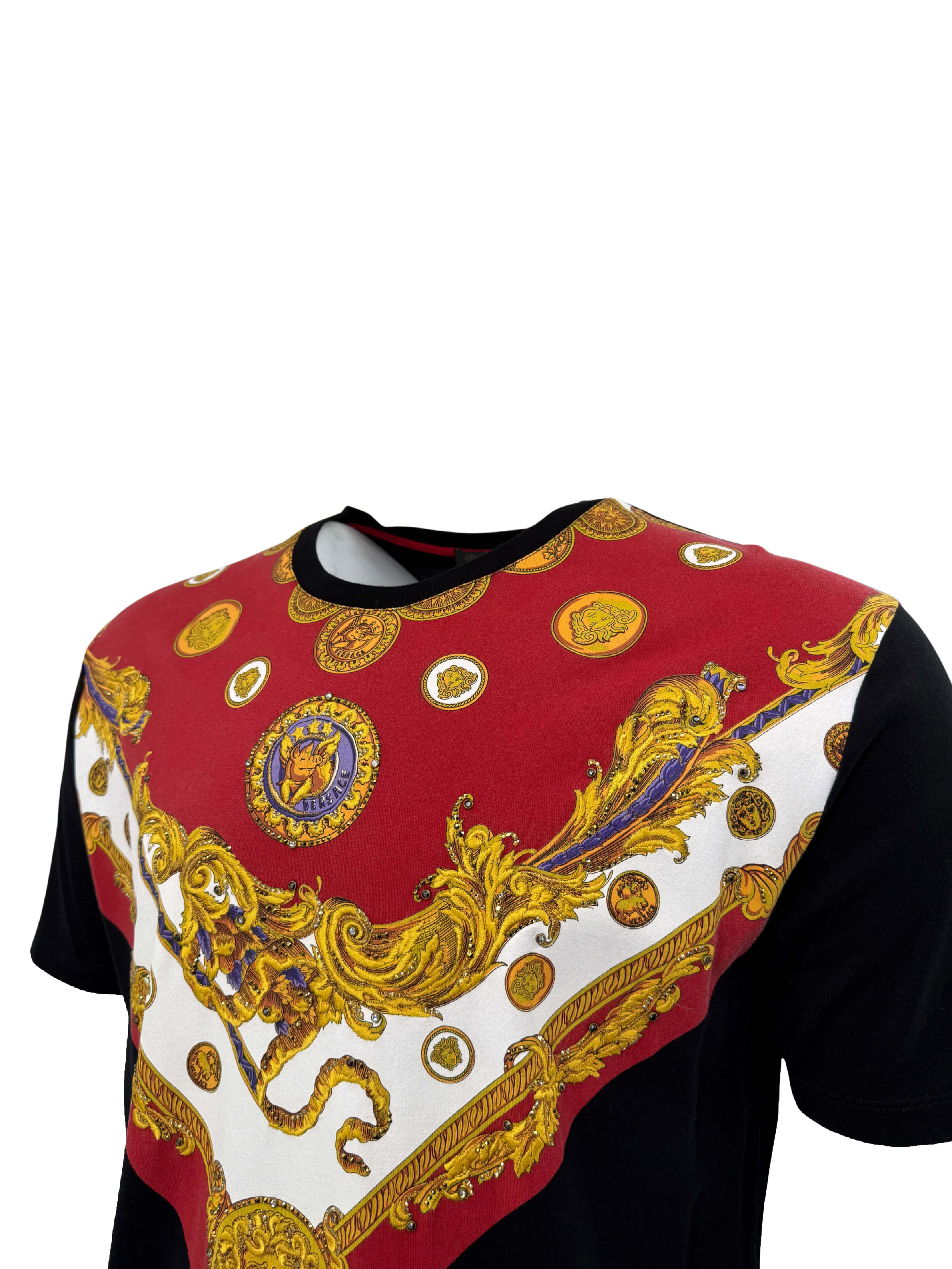 Versace Medusa Sequin Embellished T-Shirt - Black