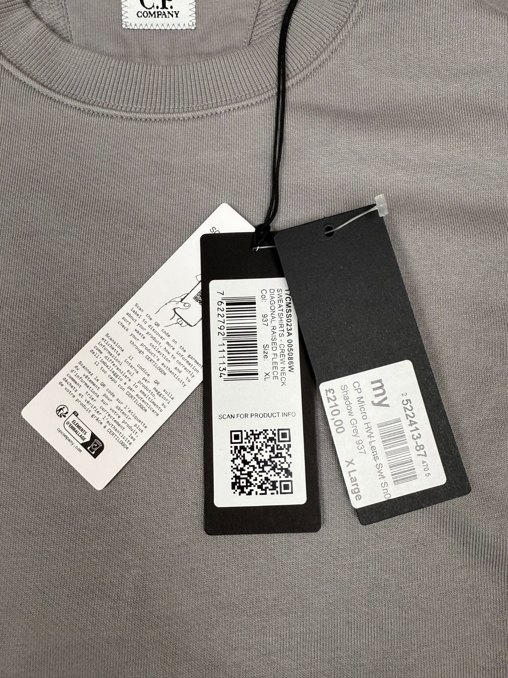 C.P. Company Goggle Sweatshirt - Shadow Grey (Unused) C.P. Company