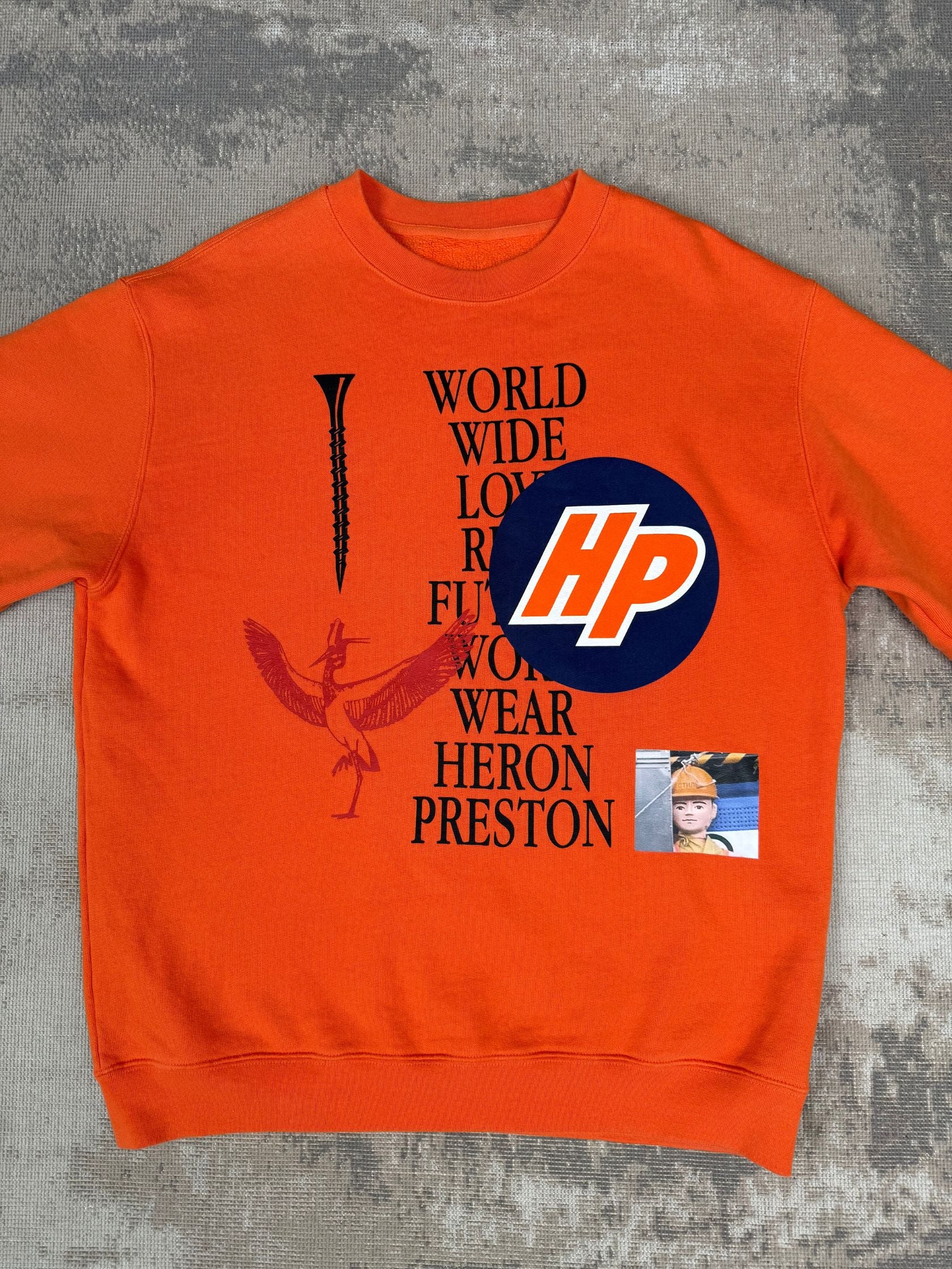 Heron Preston World Wide Love Sweatshirt - Orange Heron Preston