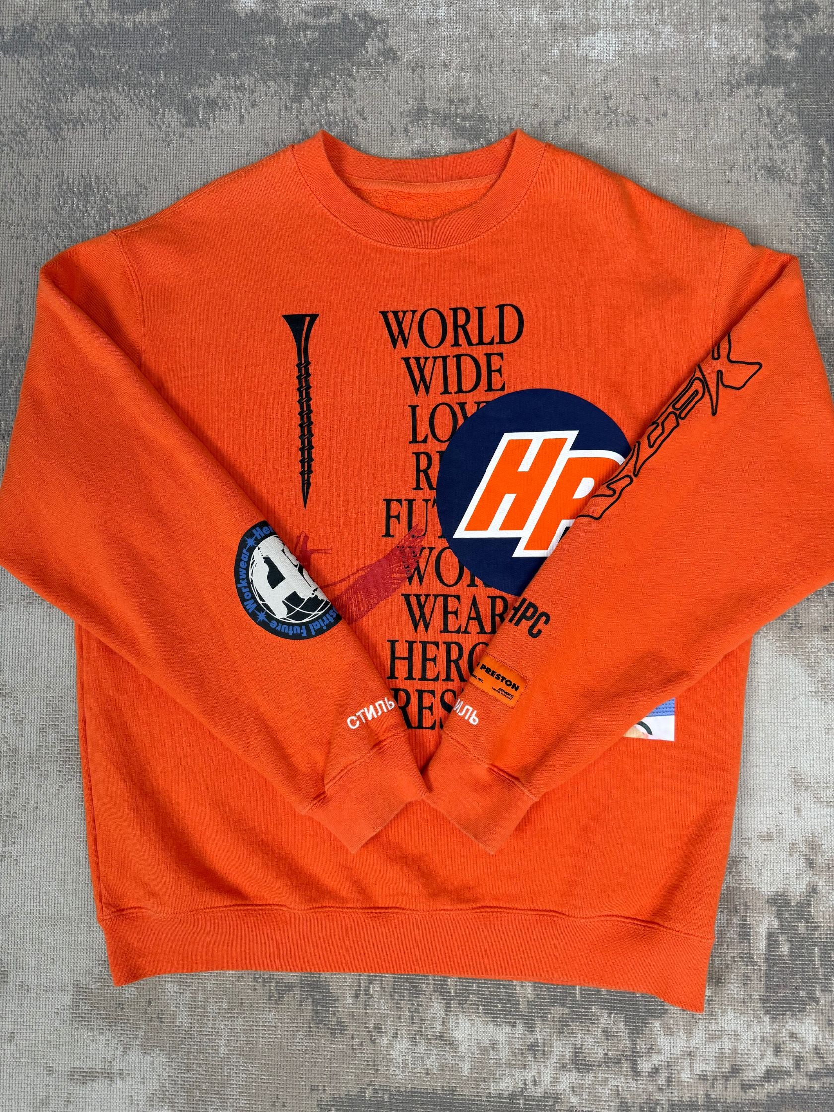 Heron Preston World Wide Love Sweatshirt - Orange Heron Preston