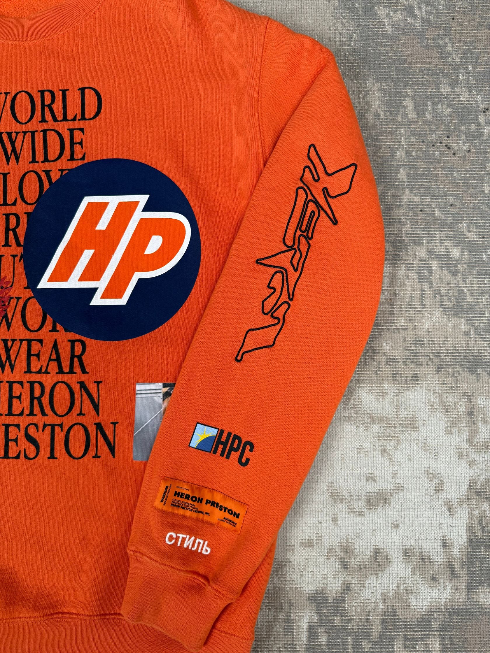 Heron Preston World Wide Love Sweatshirt - Orange Heron Preston