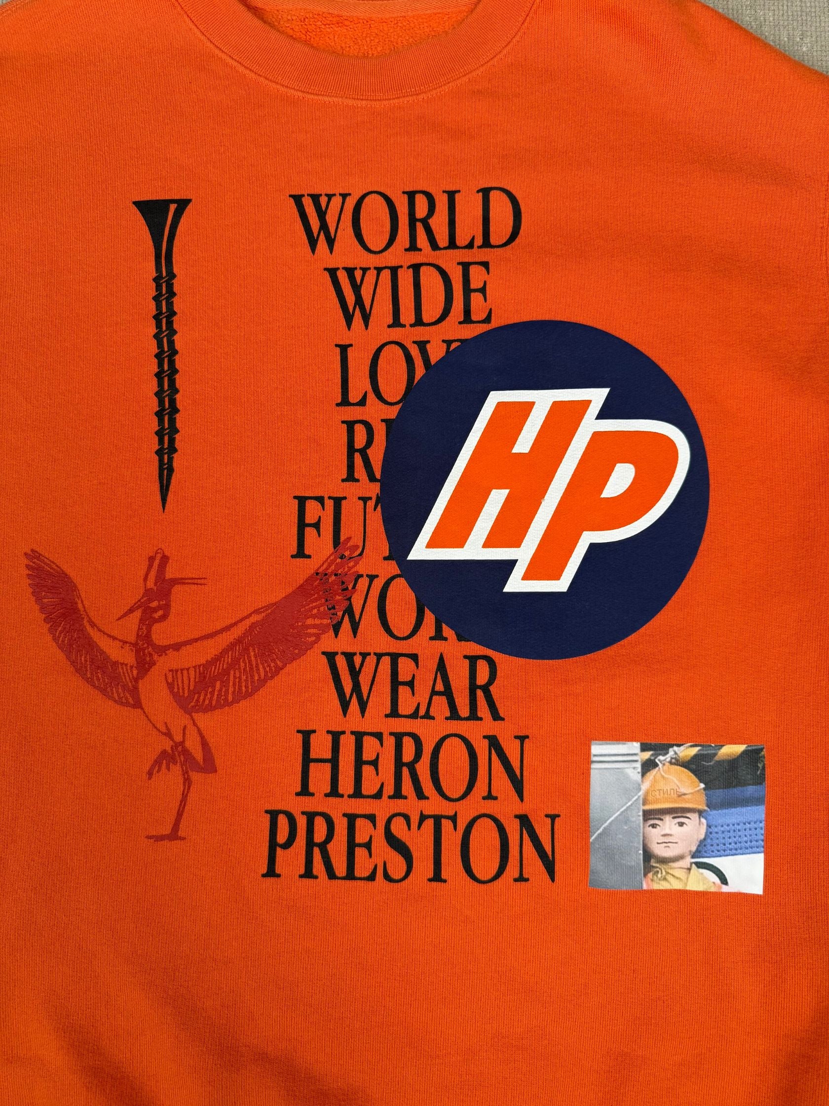 Heron Preston World Wide Love Sweatshirt - Orange Heron Preston